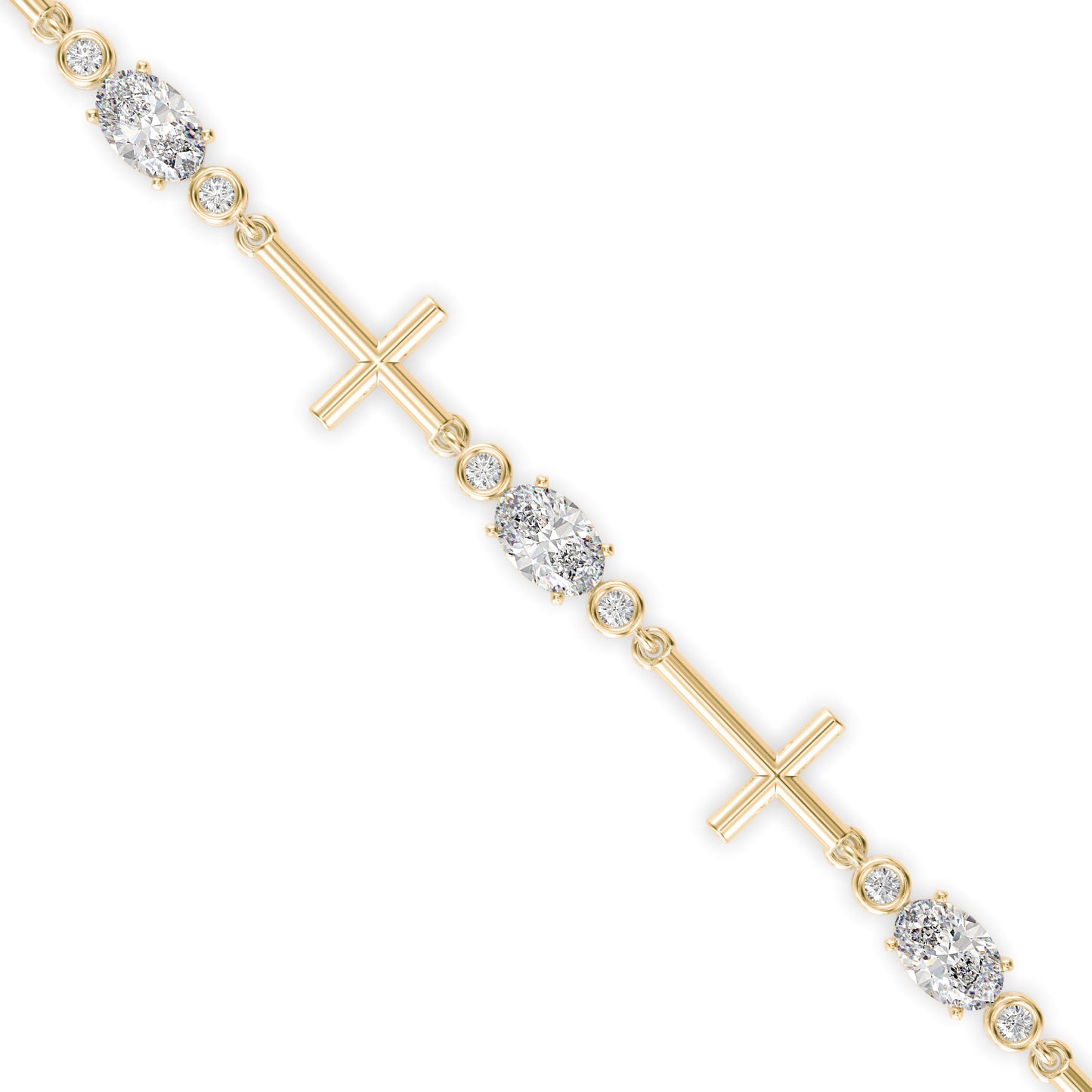 Oval & Round Diamond Cross-Link Tennis Bracelet