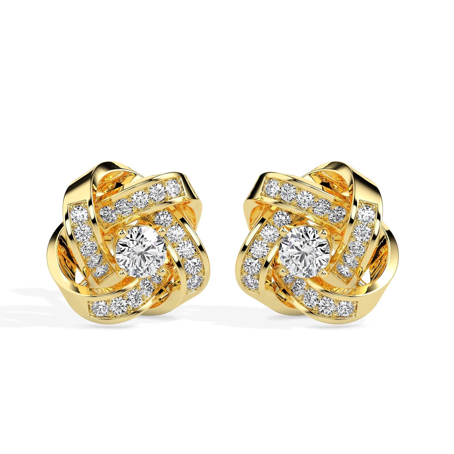 Radiant Love Knot Diamond Stud Earrings
