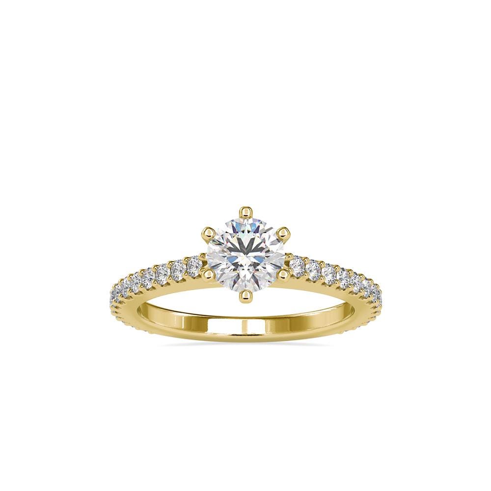 Round Diamond Solitaire with Pave Band