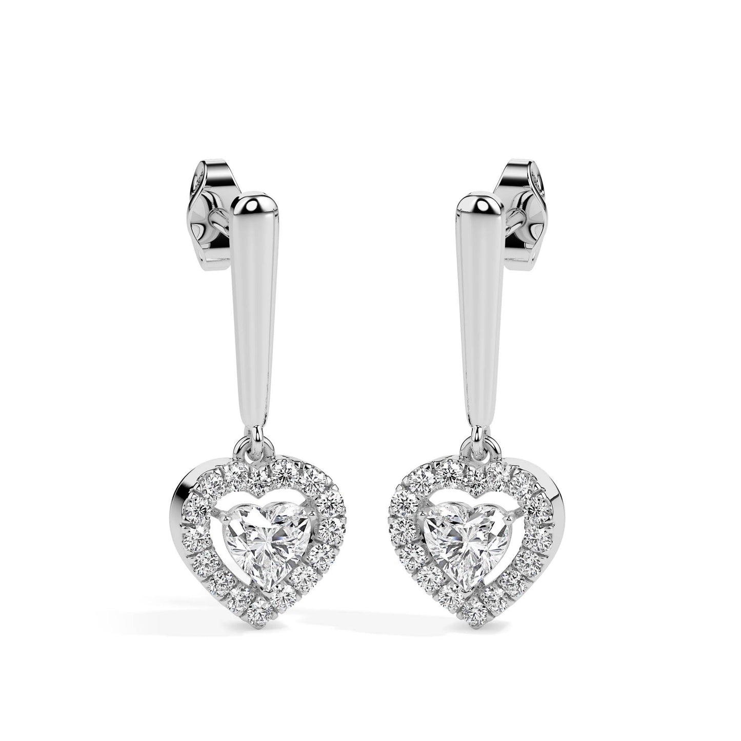 Heart Shaped Diamond Drop Earrings