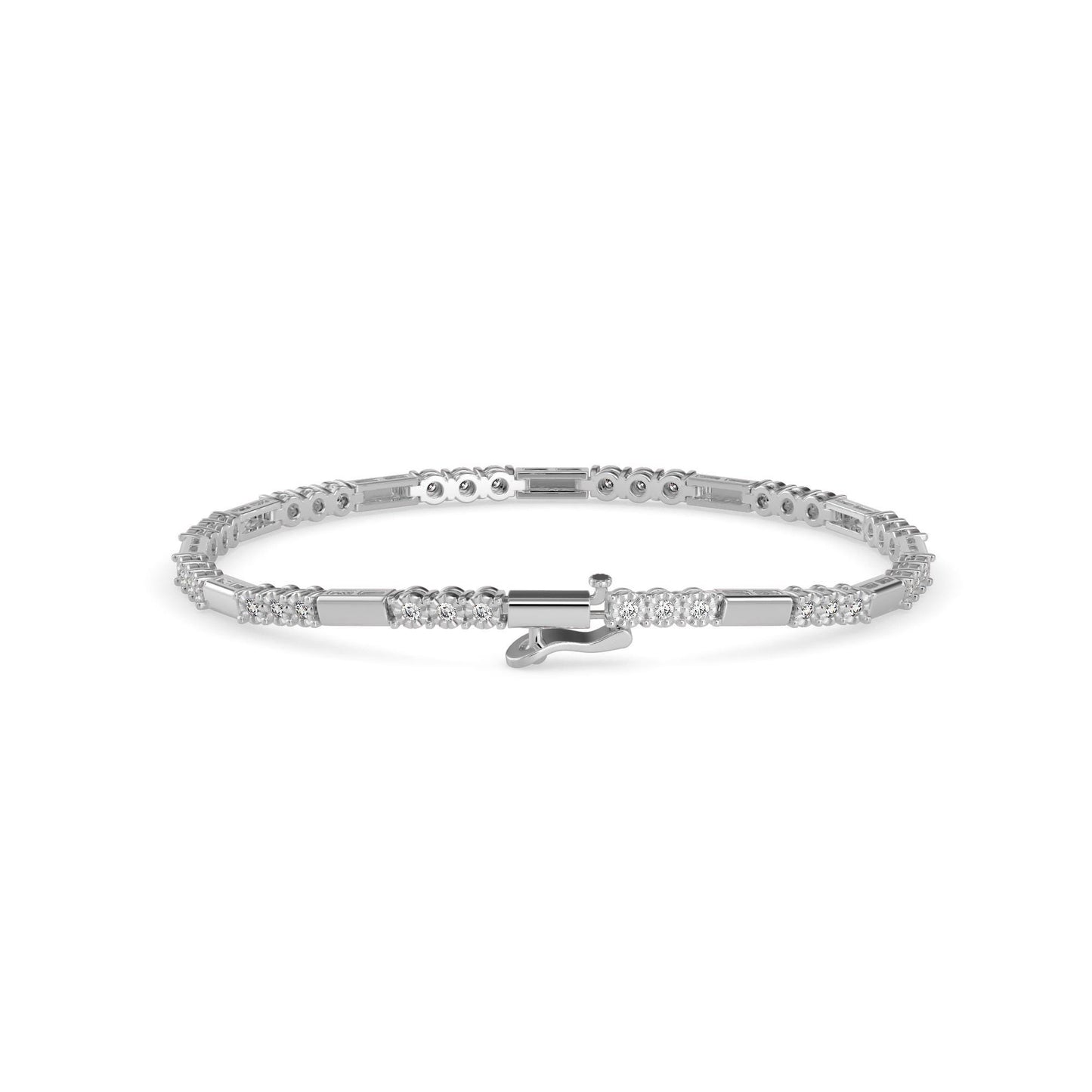 Diamond Tennis Bracelet Three Stone Rowed