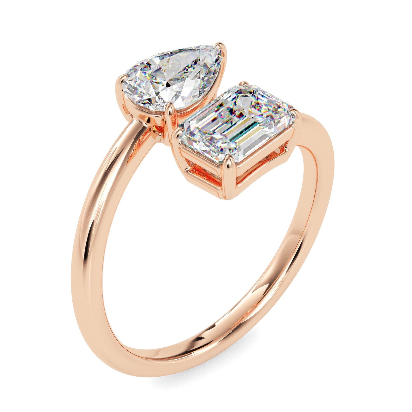 Pear and Emerald Cut Toi et Moi Ring