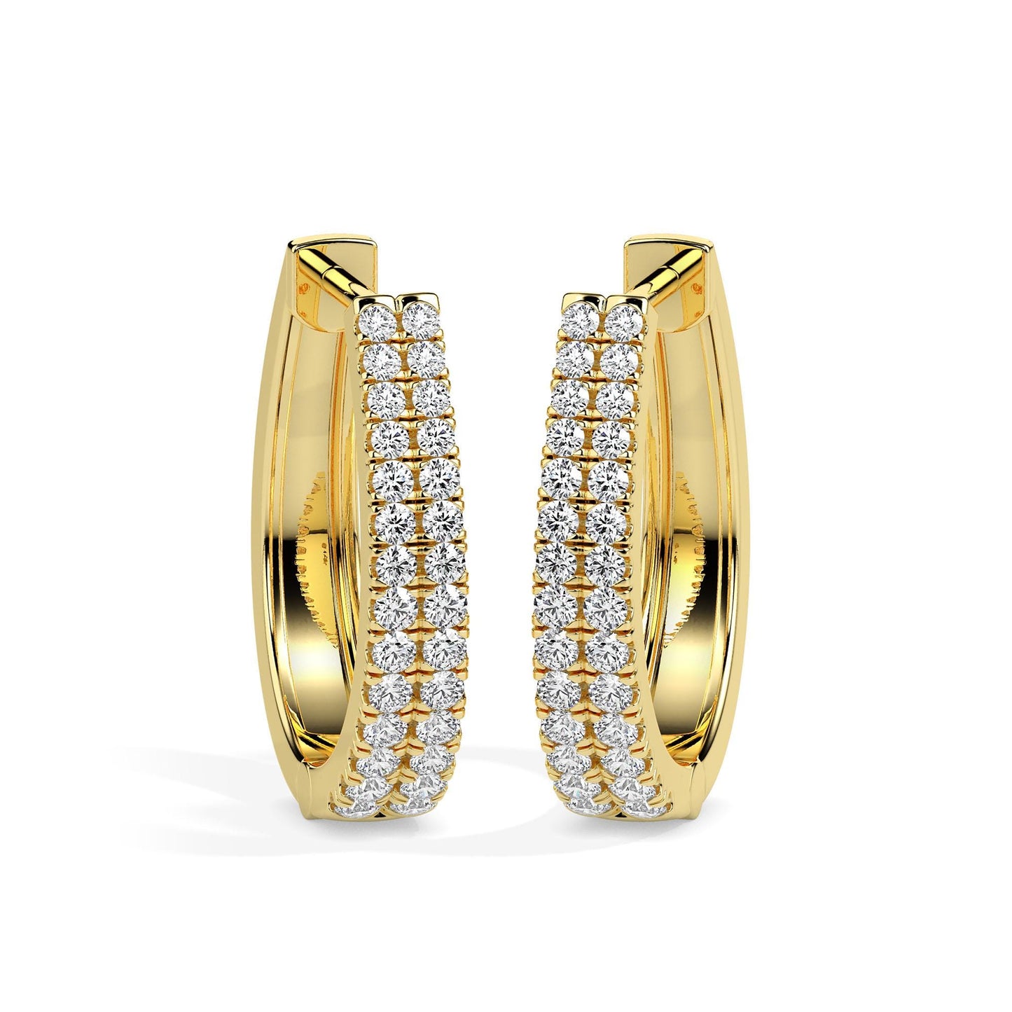 Two Row Diamond Hoop Earrings