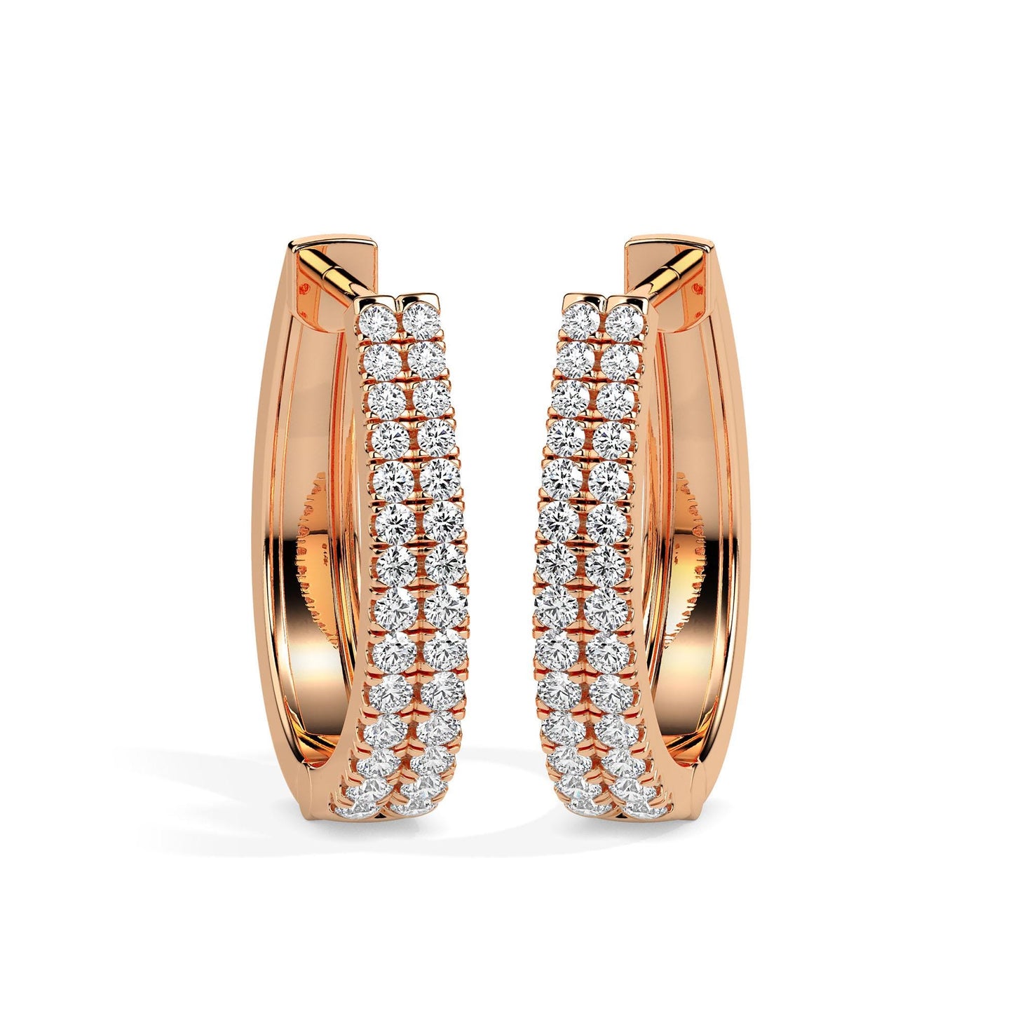 Two Row Diamond Hoop Earrings