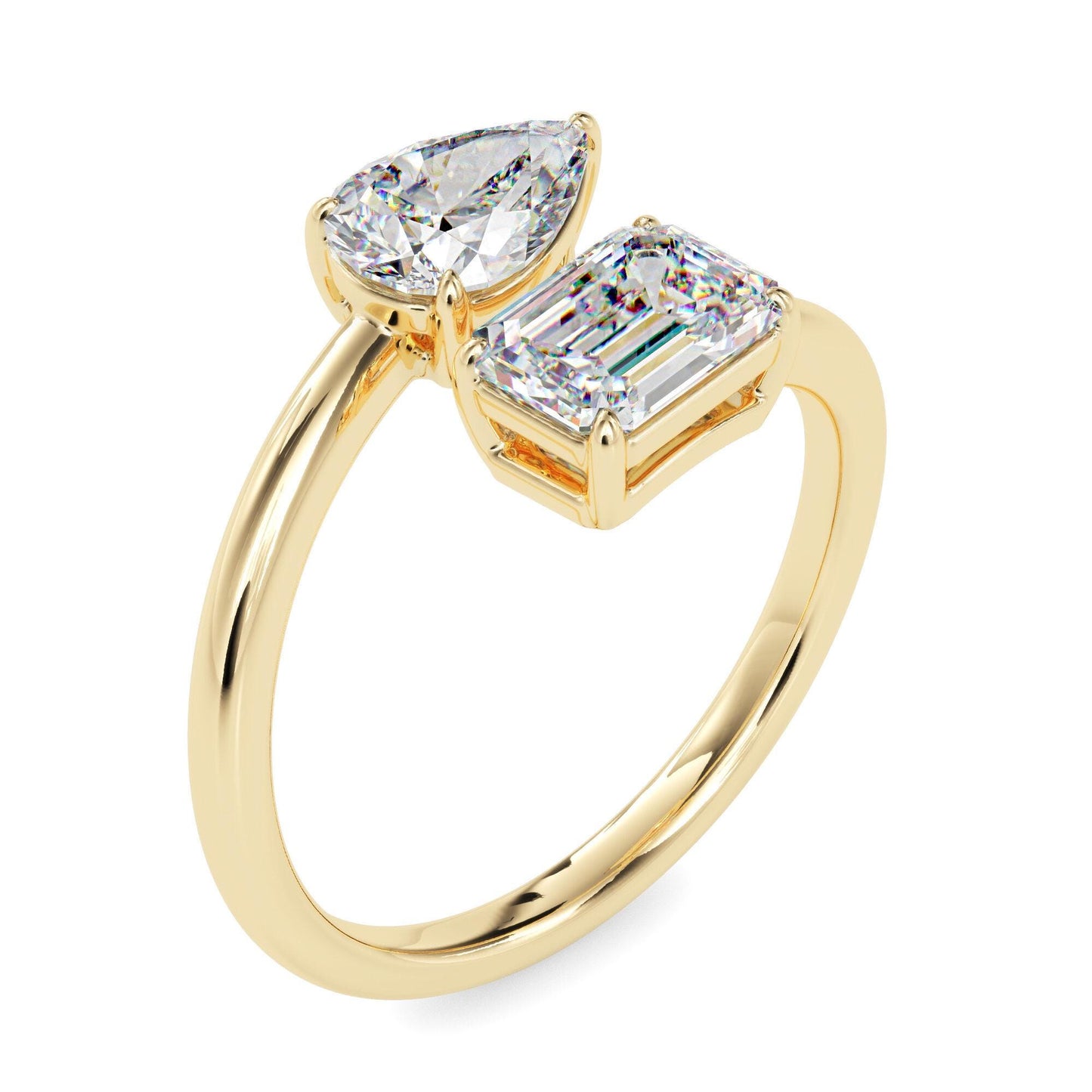 Pear and Emerald Cut Toi et Moi Ring