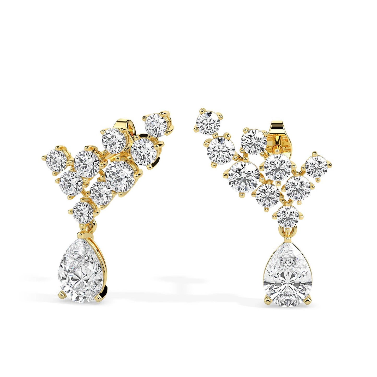 Teardrop Cluster Diamond Earrings