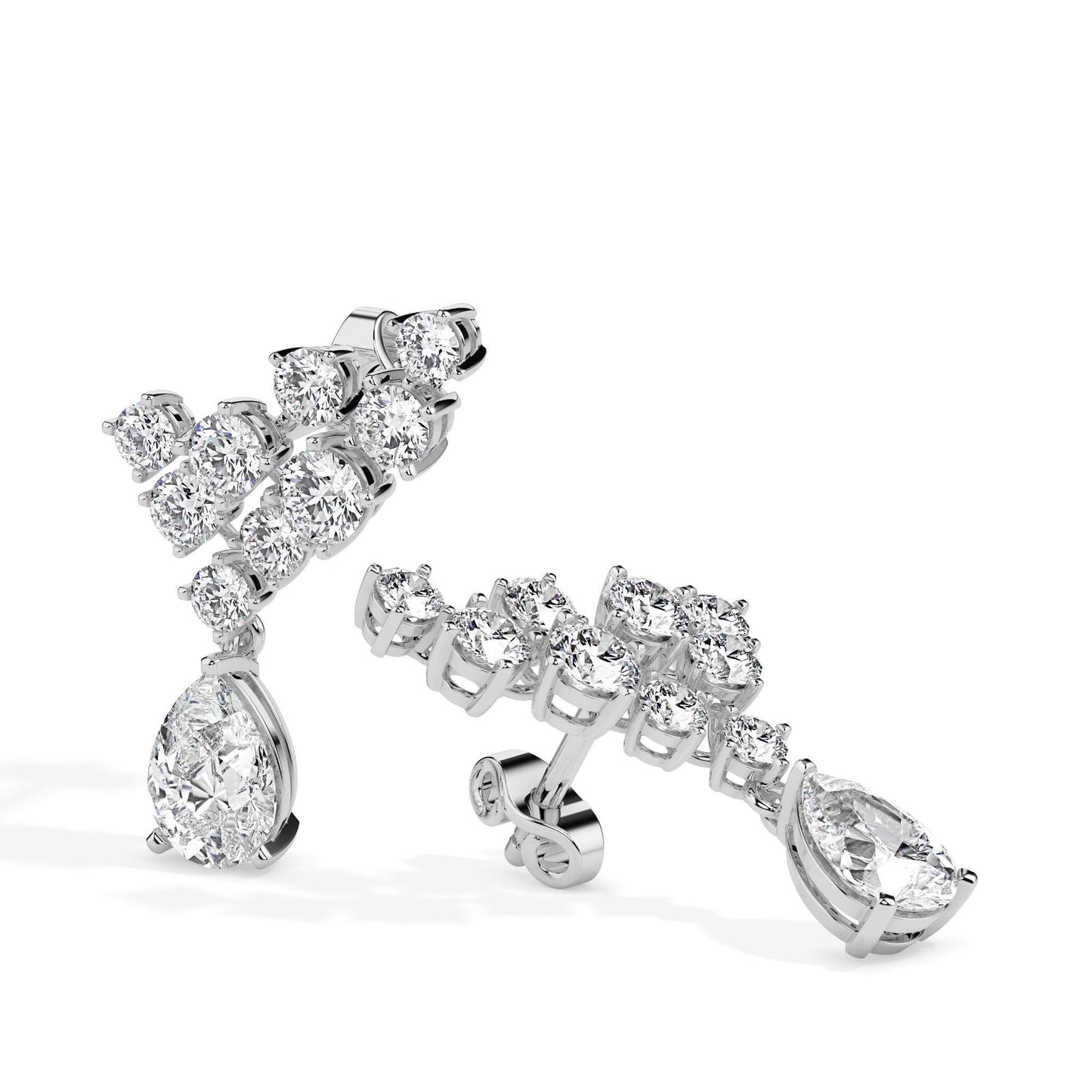 Teardrop Cluster Diamond Earrings