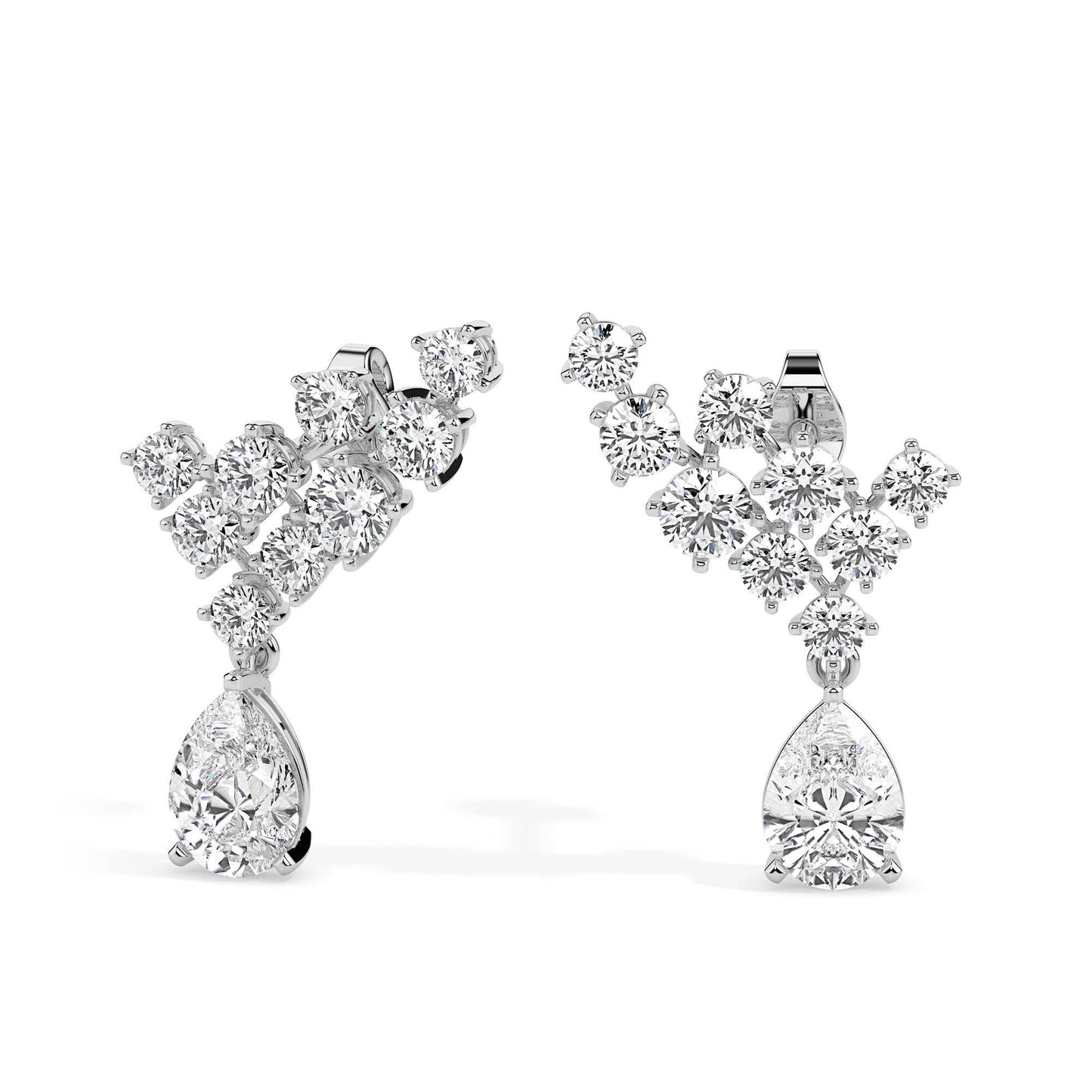 Teardrop Cluster Diamond Earrings