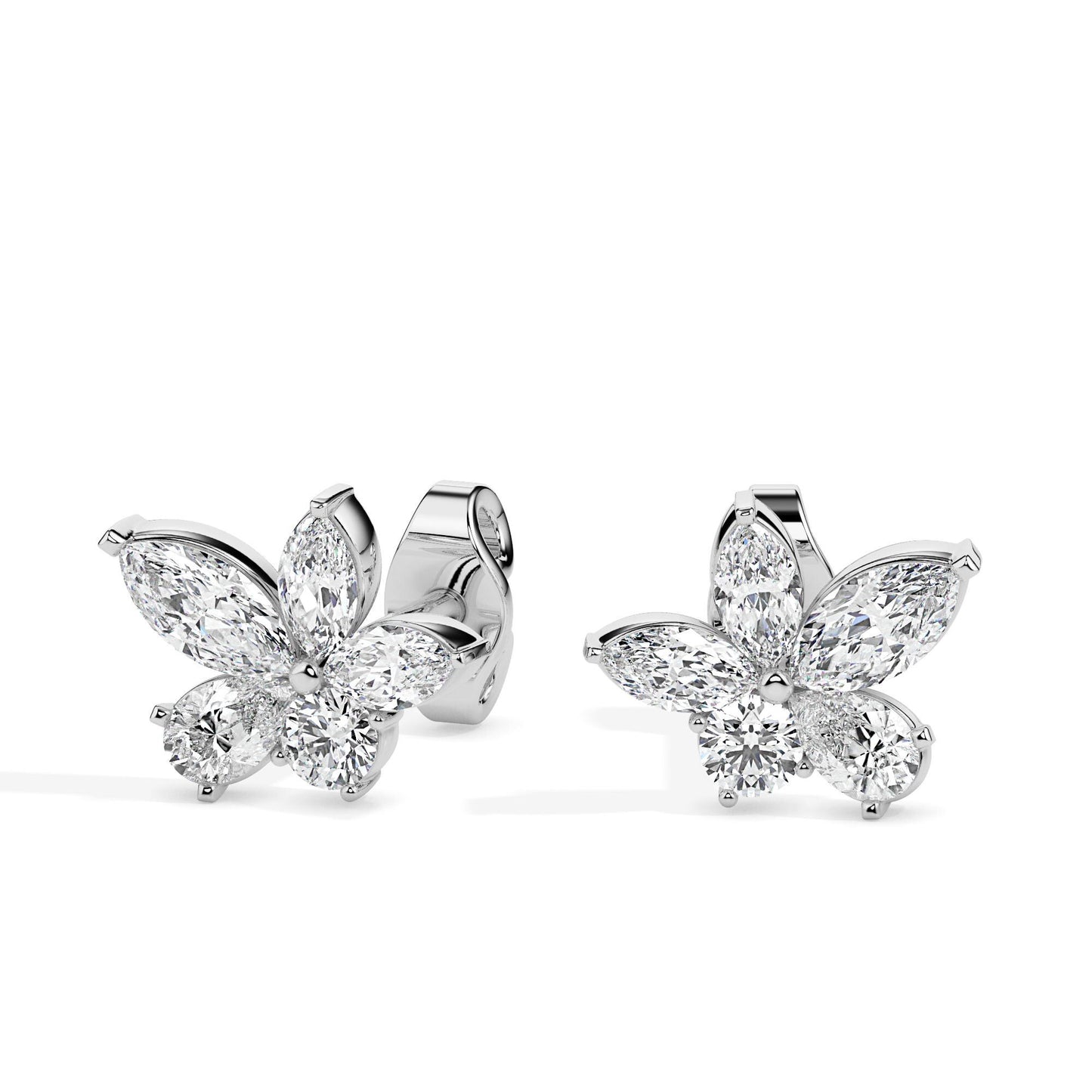 Floral Bloom Diamond Stud Earrings