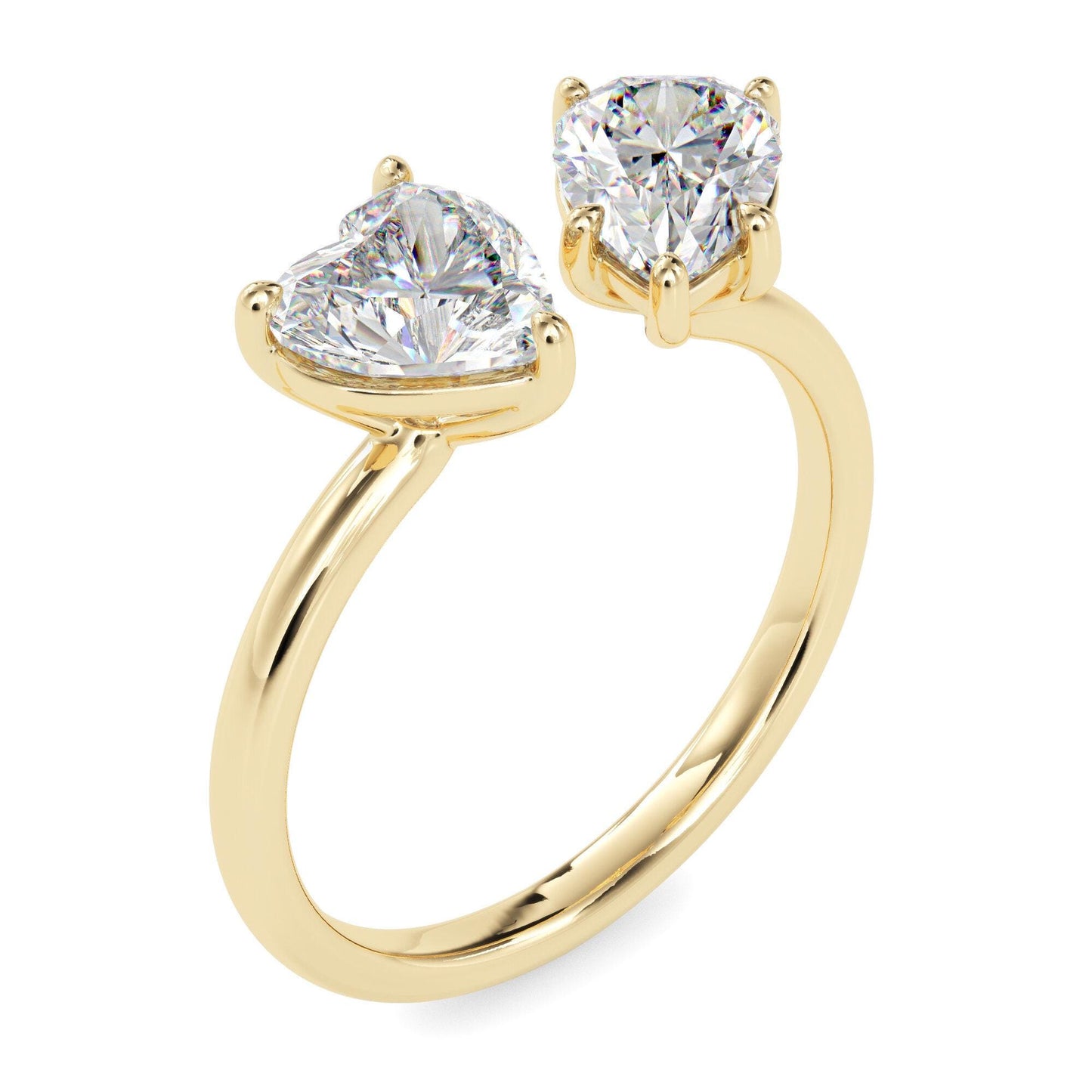 Heart and Pear Cut Toi et Moi Ring