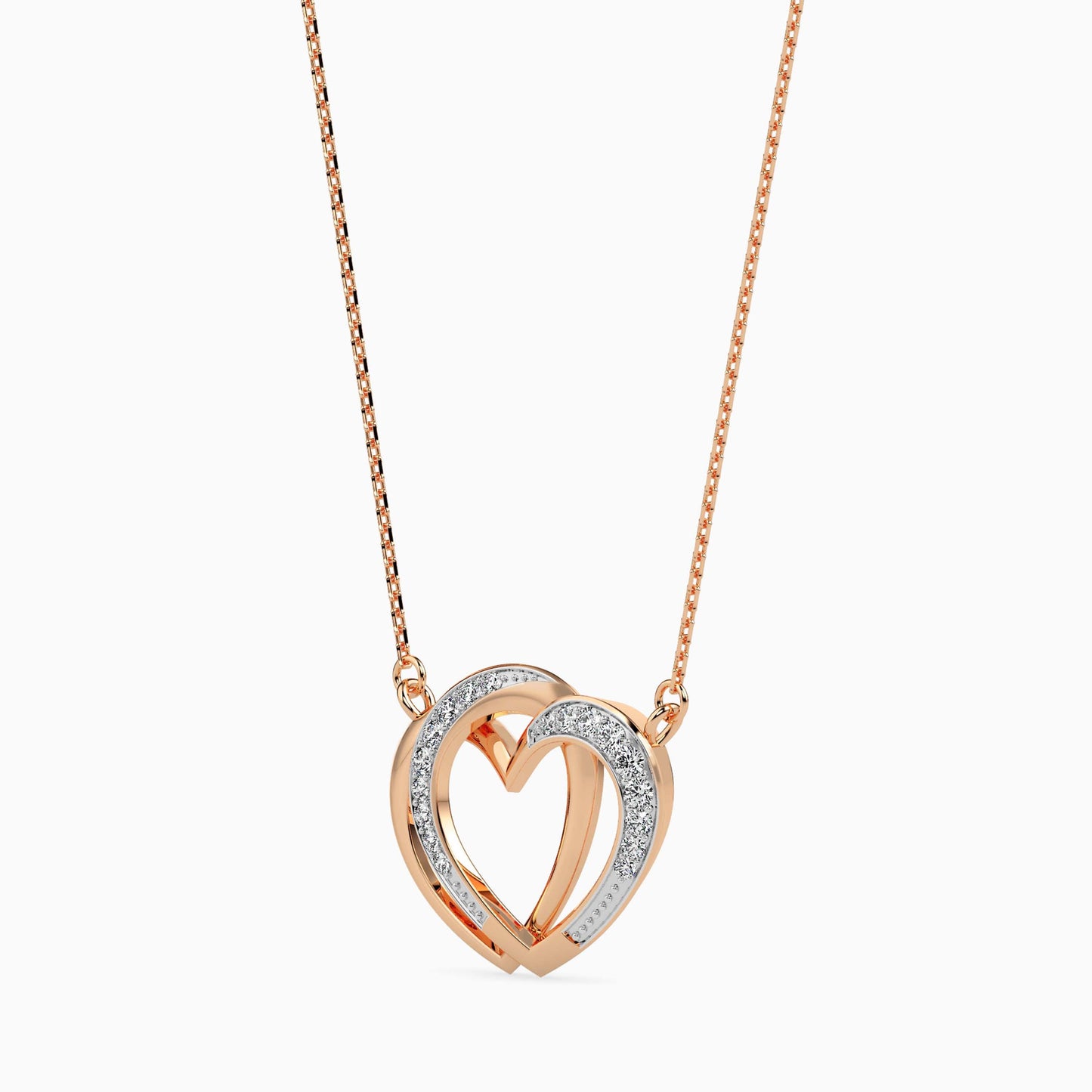 Interlocking Hearts Diamond Pendant Necklace