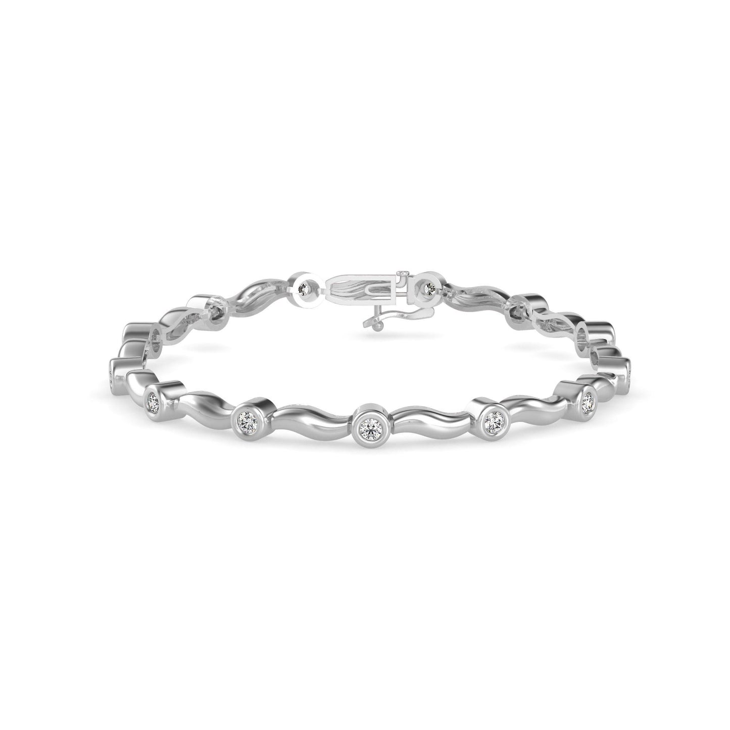 Wave Bezel Diamond Bracelet