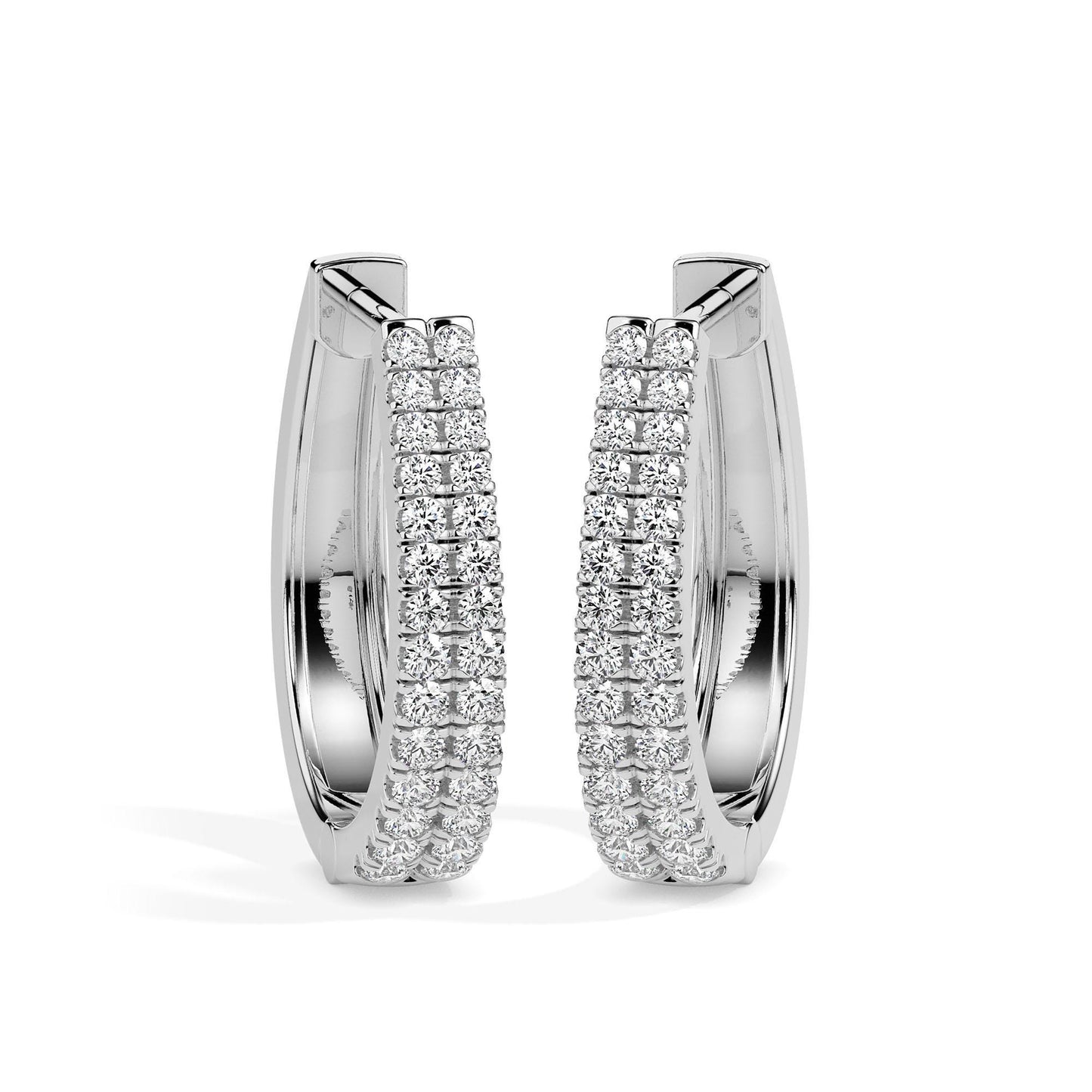Two Row Diamond Hoop Earrings