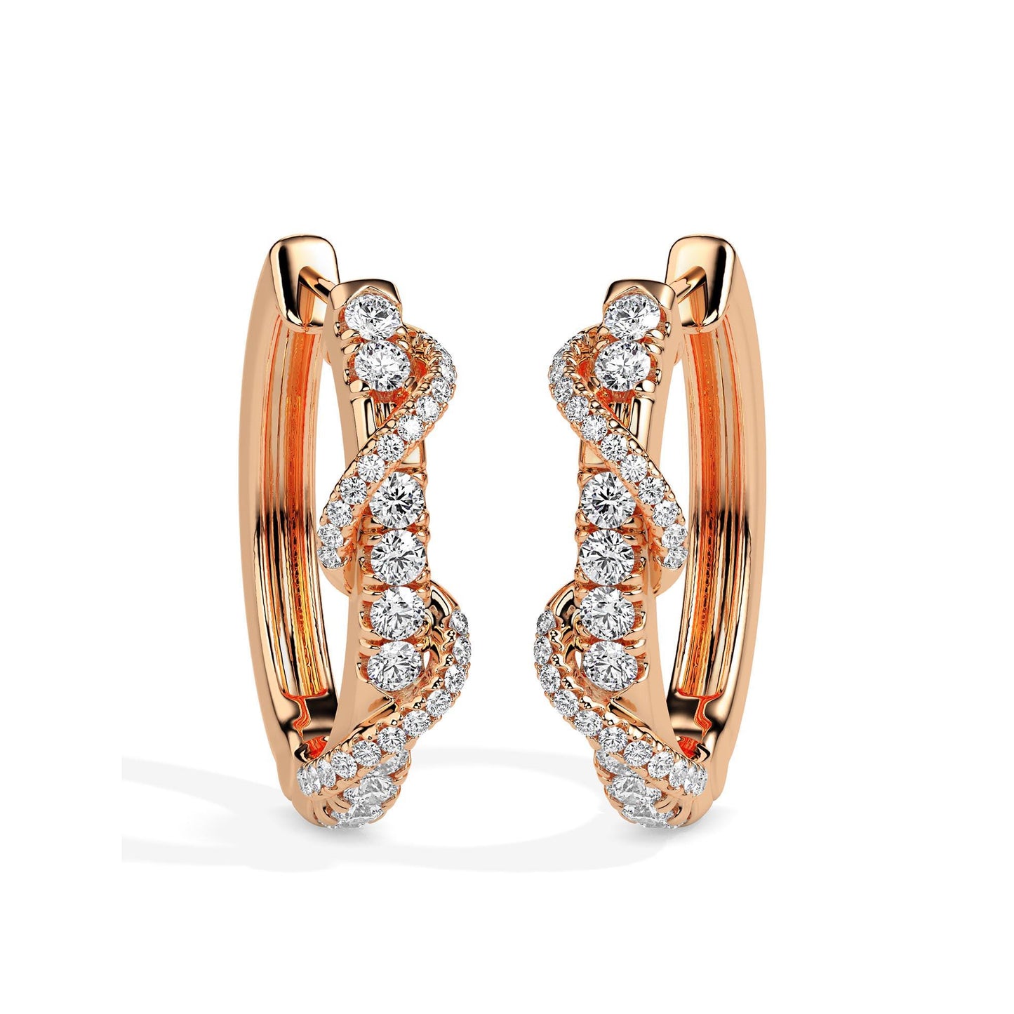 Diamond Twist Hoop Earrings in Elegant Spiral Design