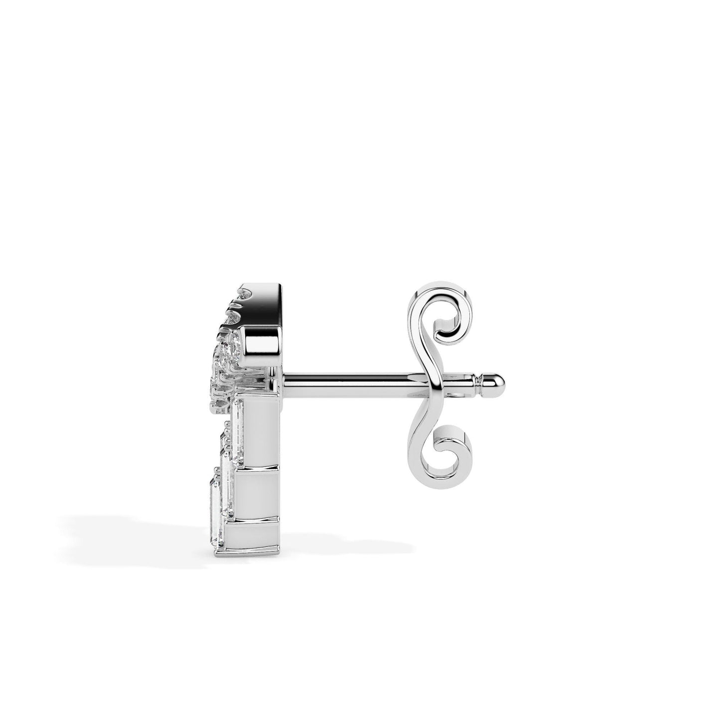 Art Deco Baguette & Round Diamond Drop Earrings