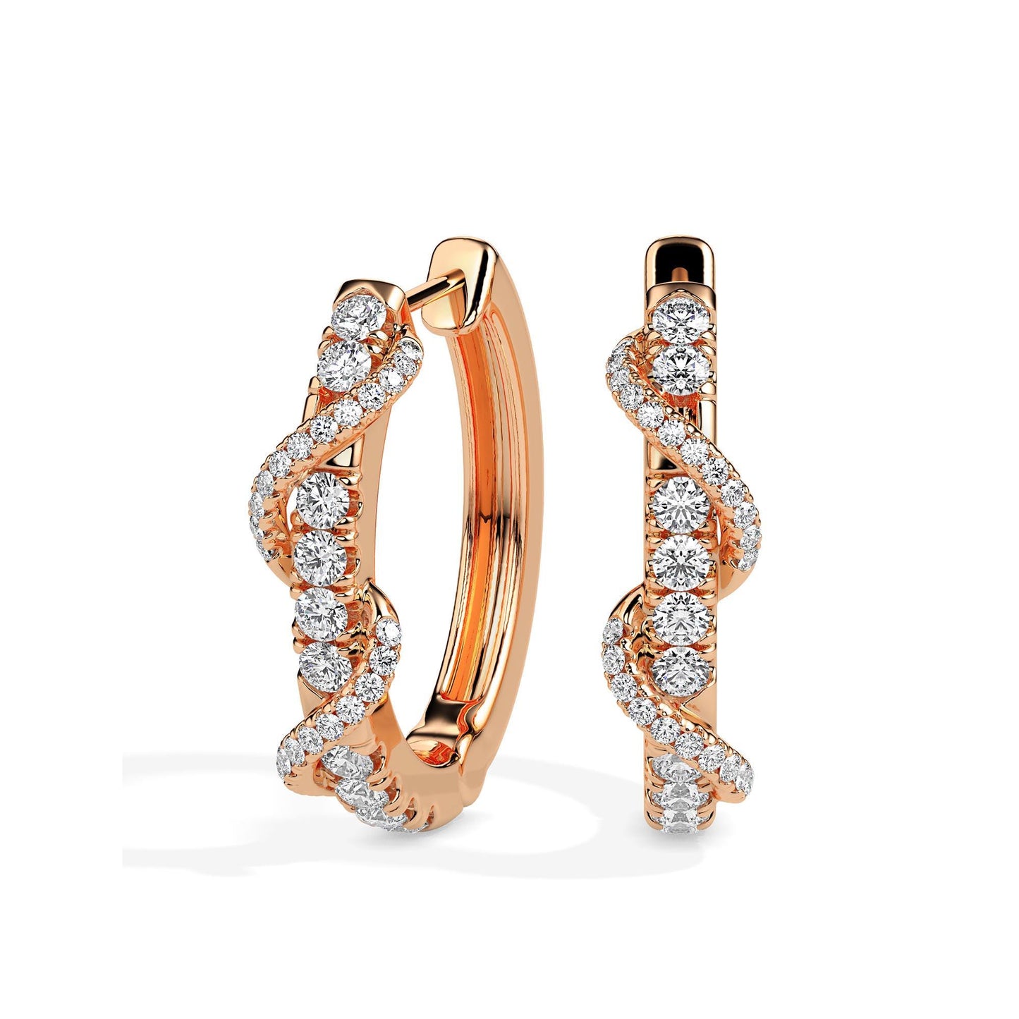 Diamond Twist Hoop Earrings in Elegant Spiral Design