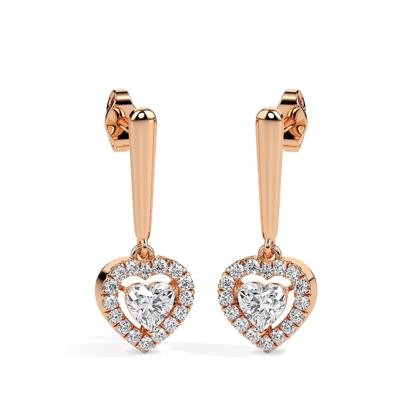 Heart Shaped Diamond Drop Earrings