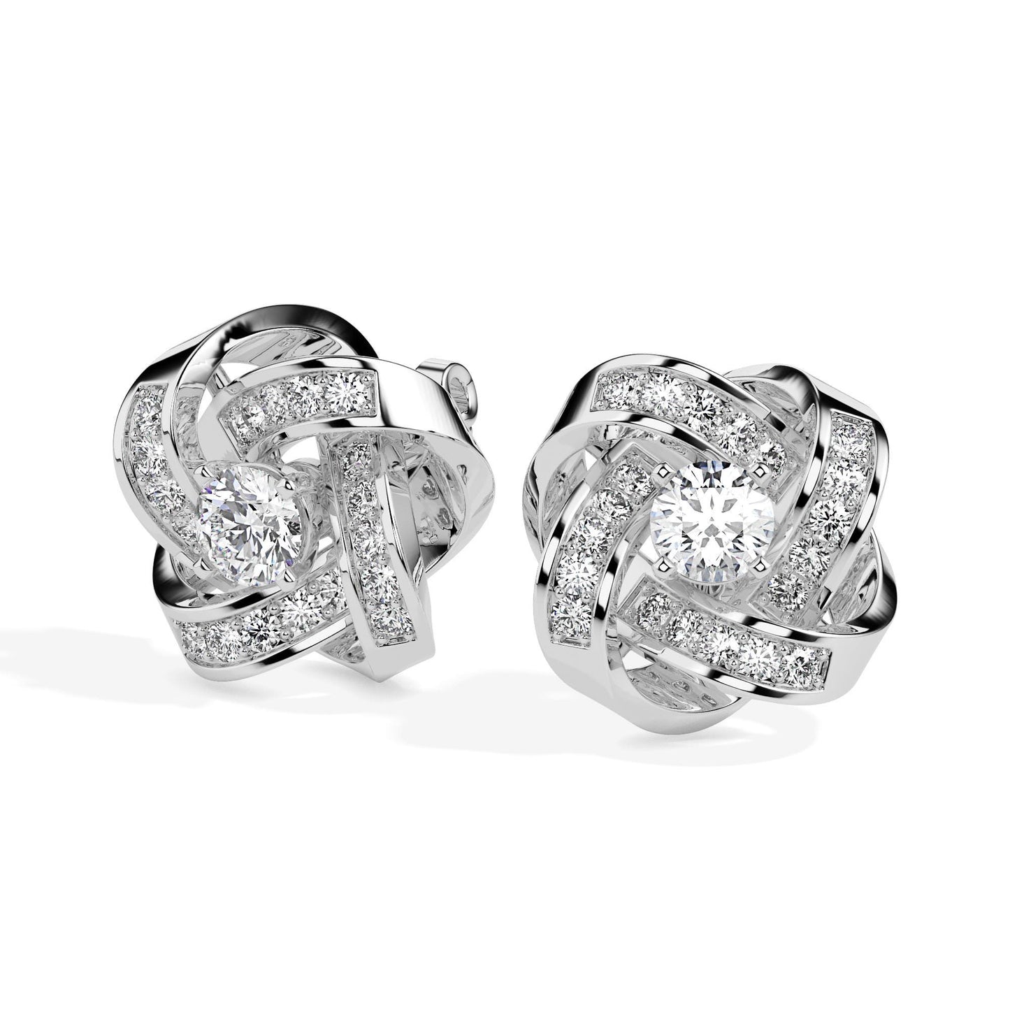 Radiant Love Knot Diamond Stud Earrings