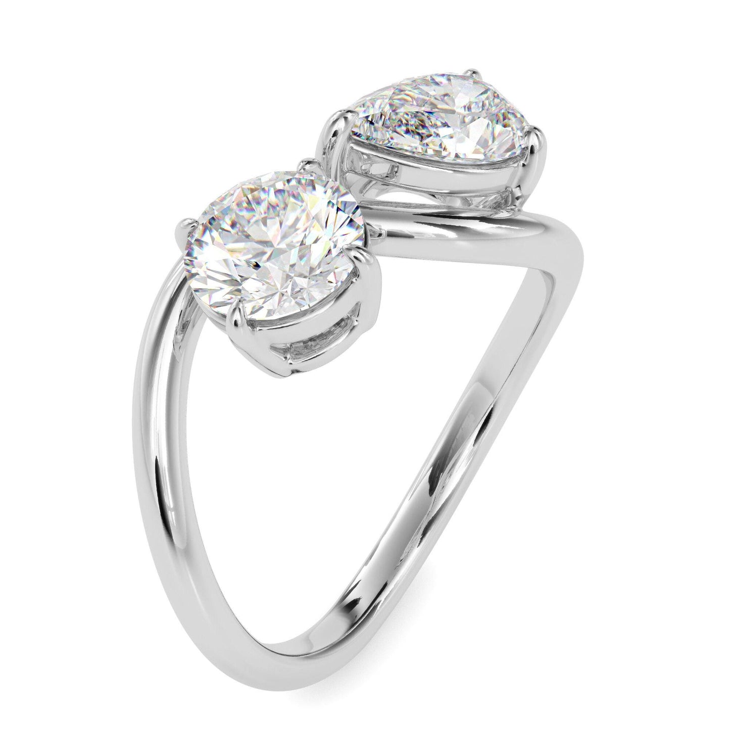 Round & Pear Cut Toi et Moi Ring