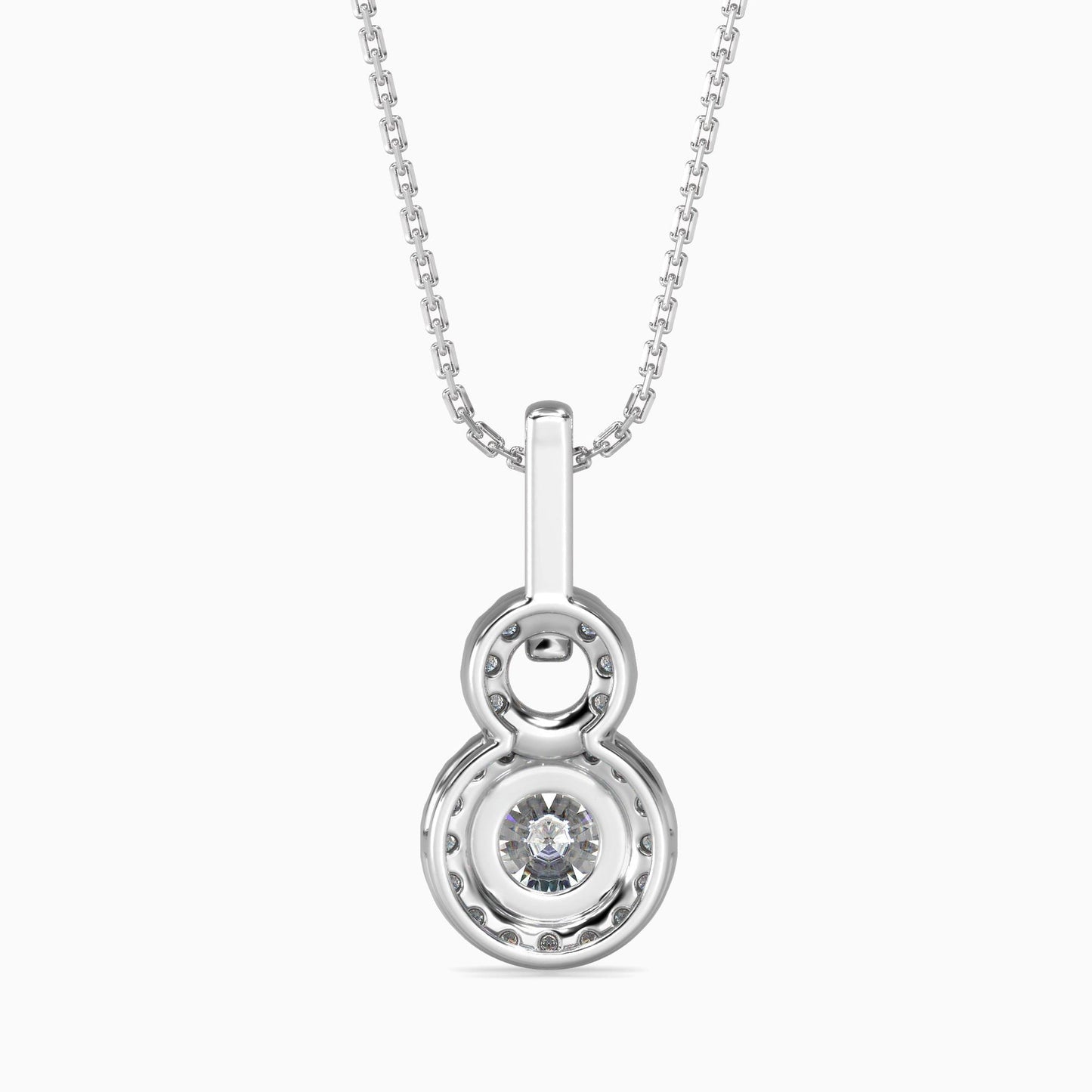 Double Halo Circle Pendant Necklace