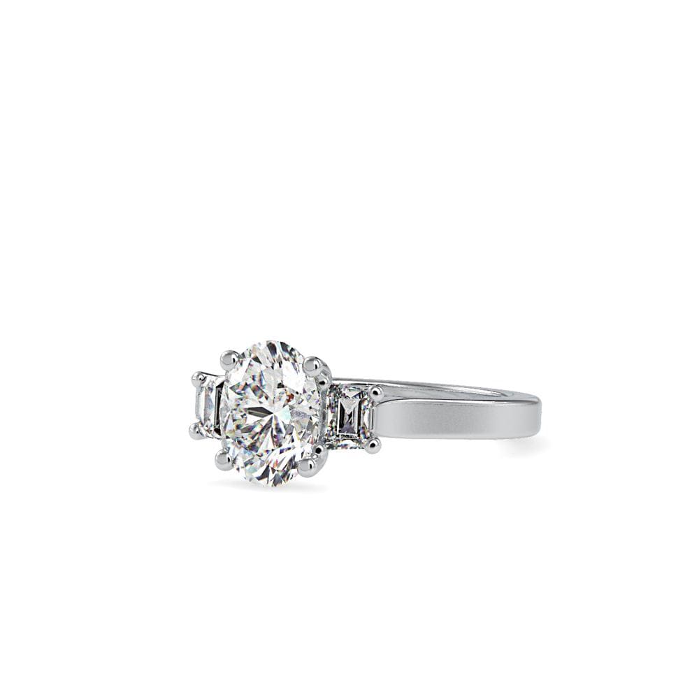 Oval Lab Grown Diamond Engagement Ring with Princess Side Stones