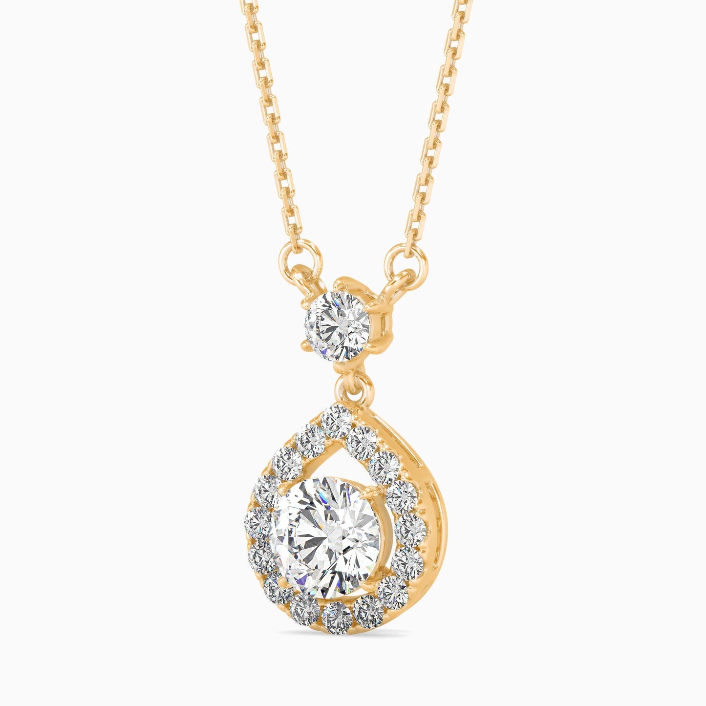 Teardrop Halo Diamond Pendant Necklace