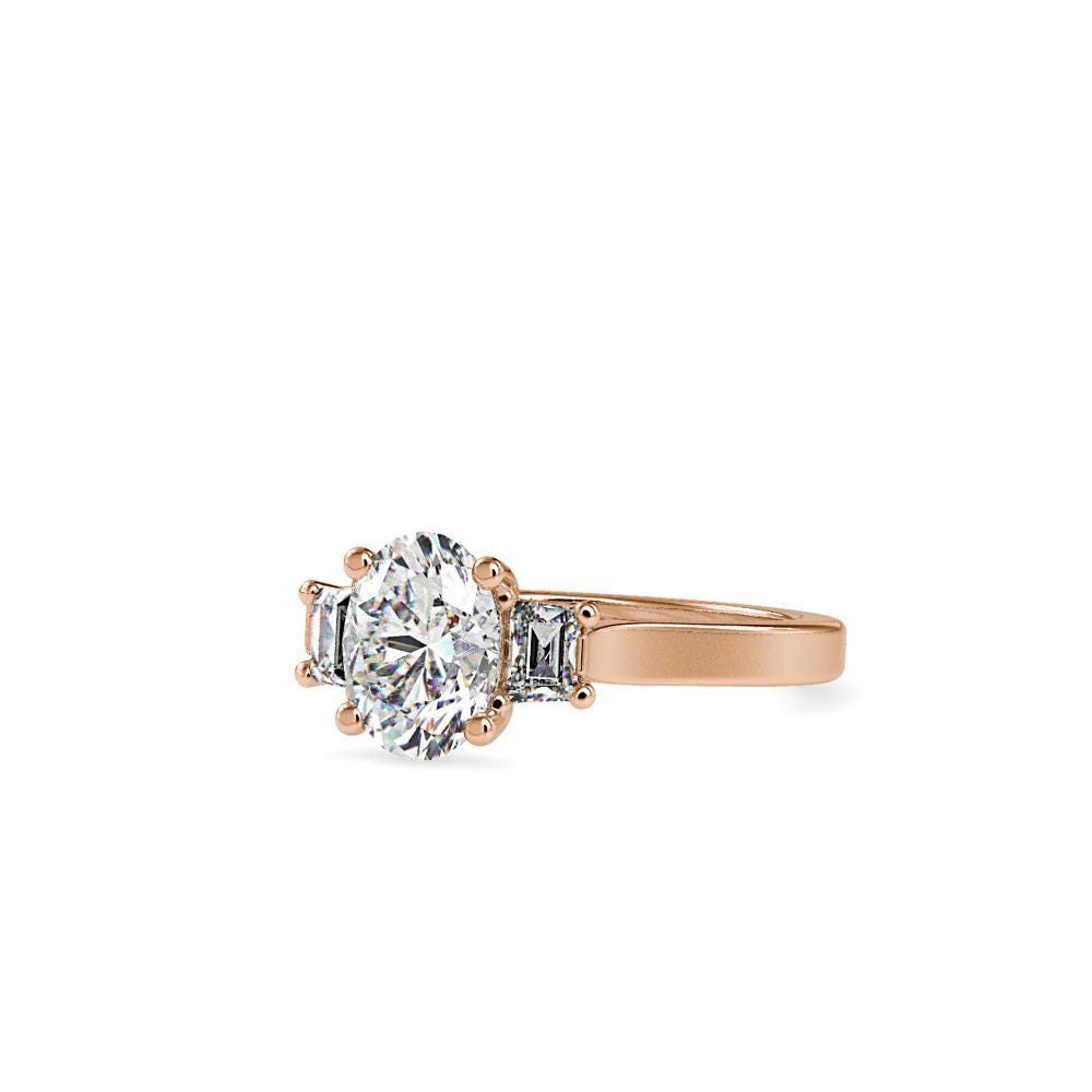 Oval Lab Grown Diamond Engagement Ring with Princess Side Stones