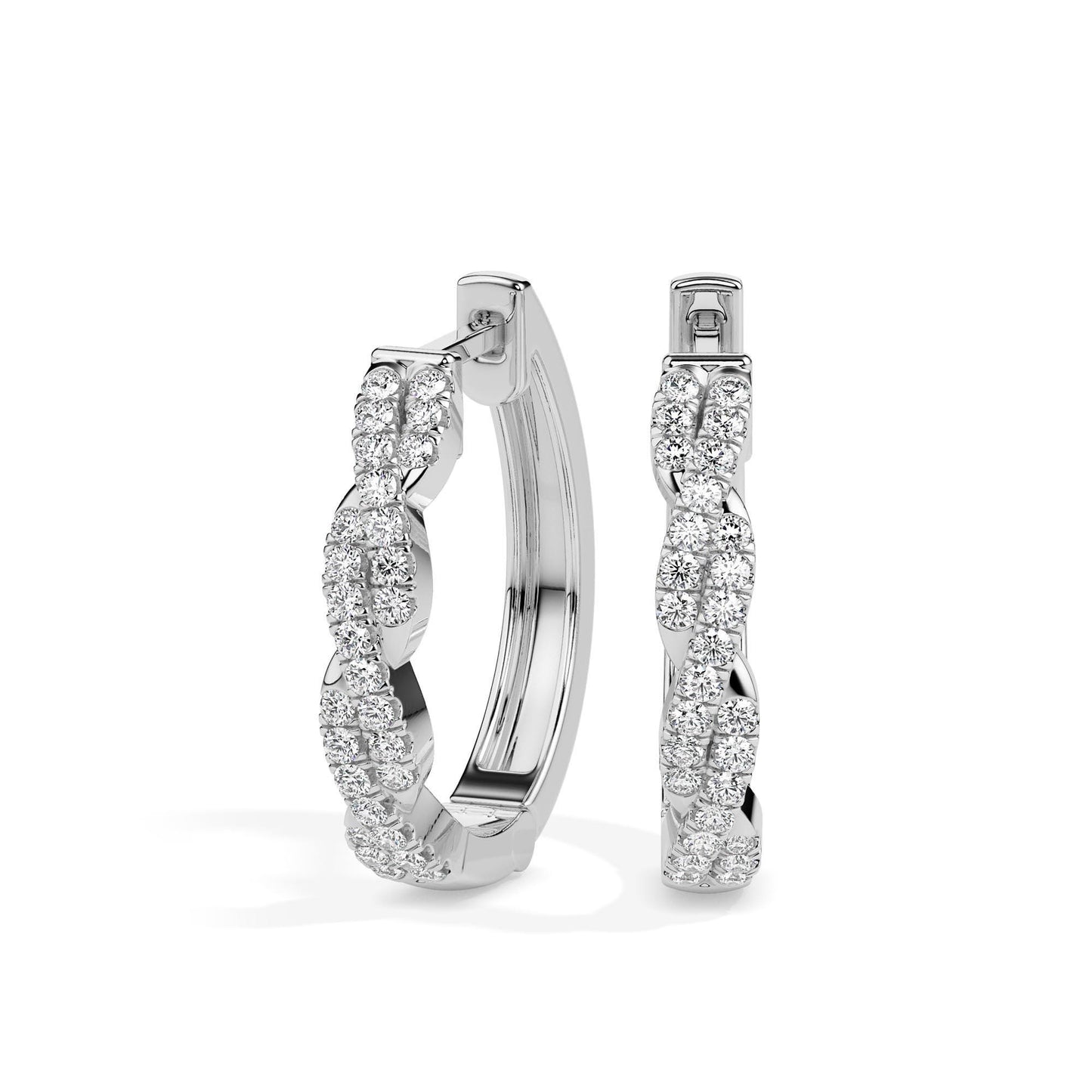Twisted Diamond Hoop Earrings