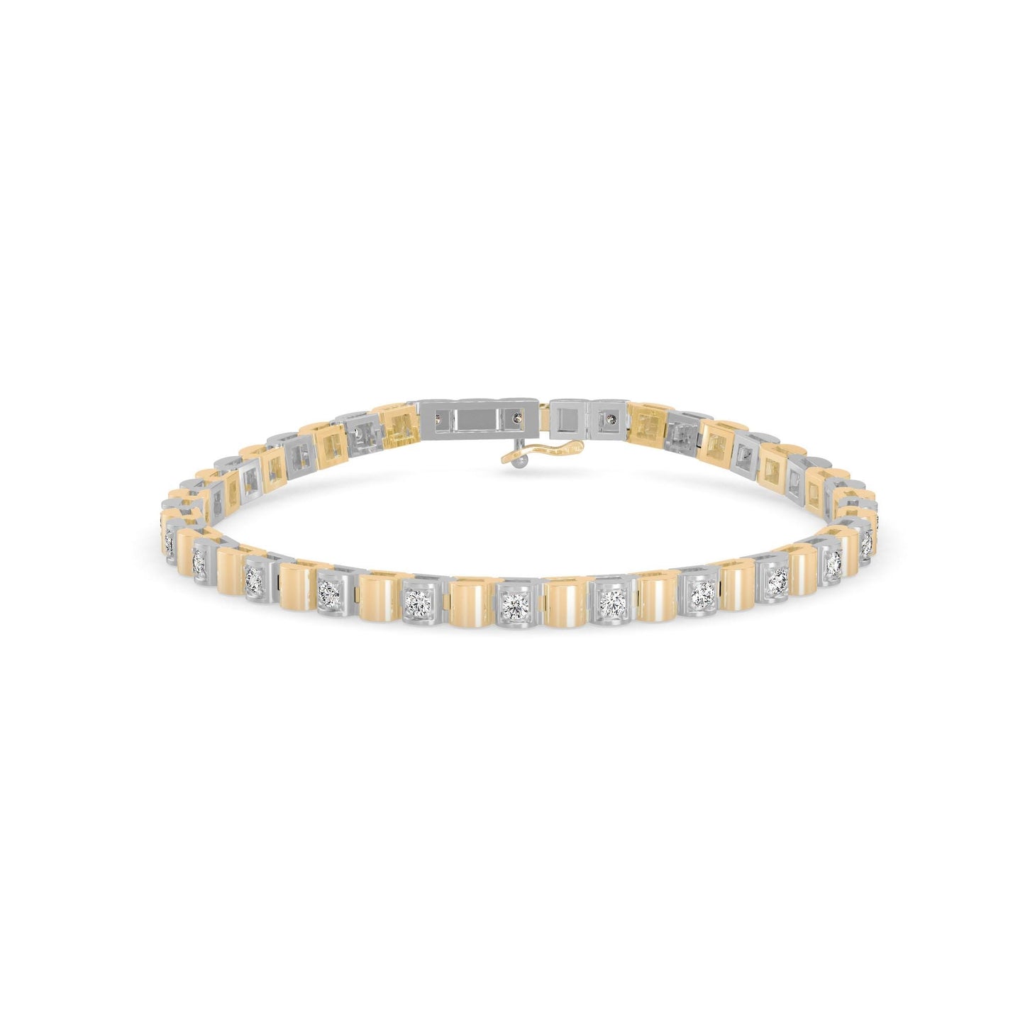 Classic Square Link Diamond Tennis Bracelet