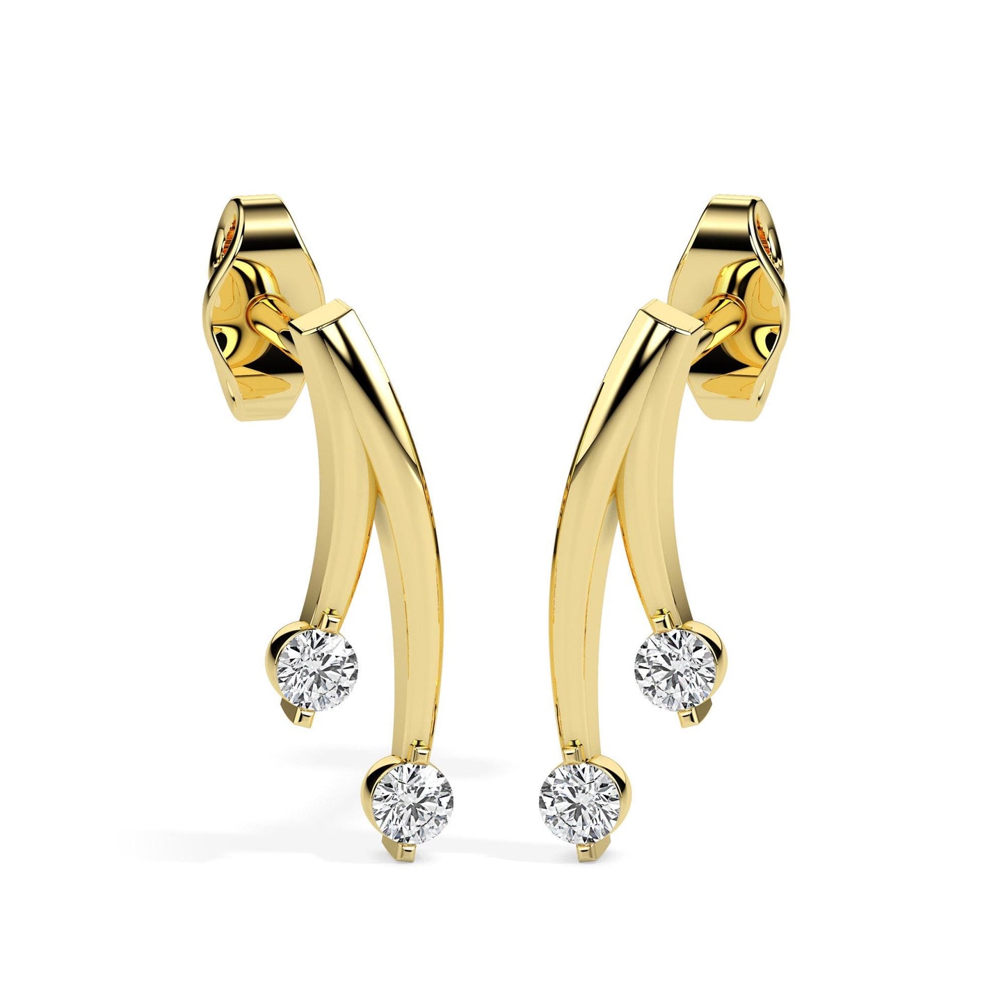 Diamond Modern Drop Earrings