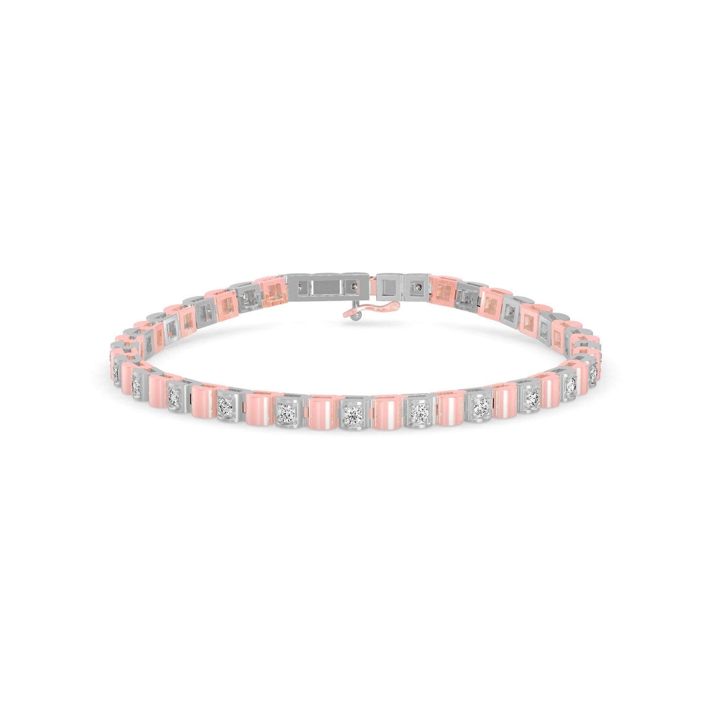 Classic Square Link Diamond Tennis Bracelet