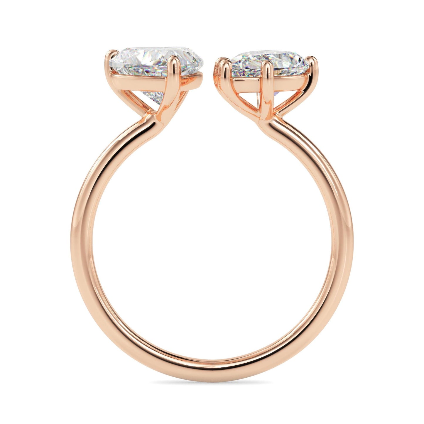 Heart and Pear Cut Toi et Moi Ring