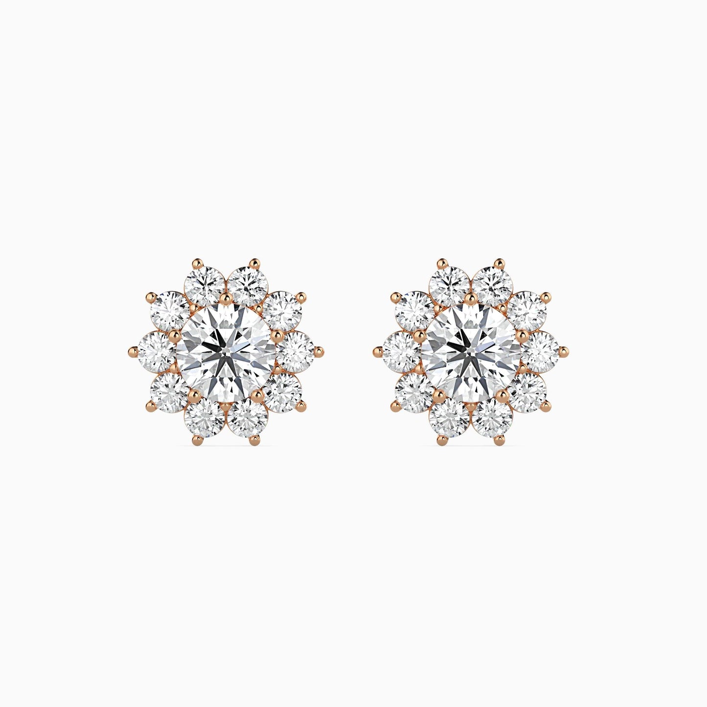 Floral Diamond Halo Stud Earrings