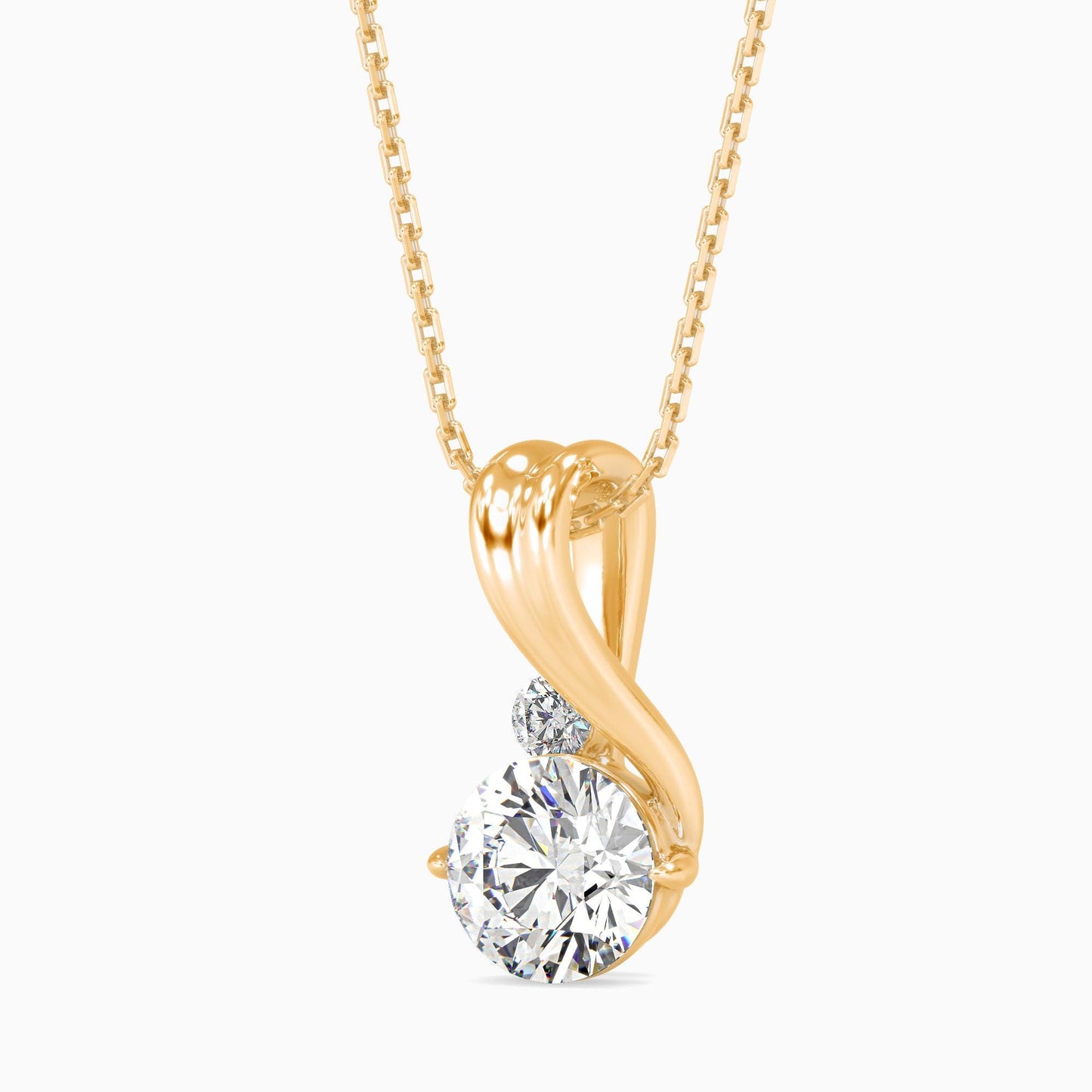 Heart Swirl Two-Stone Diamond Pendant Necklace