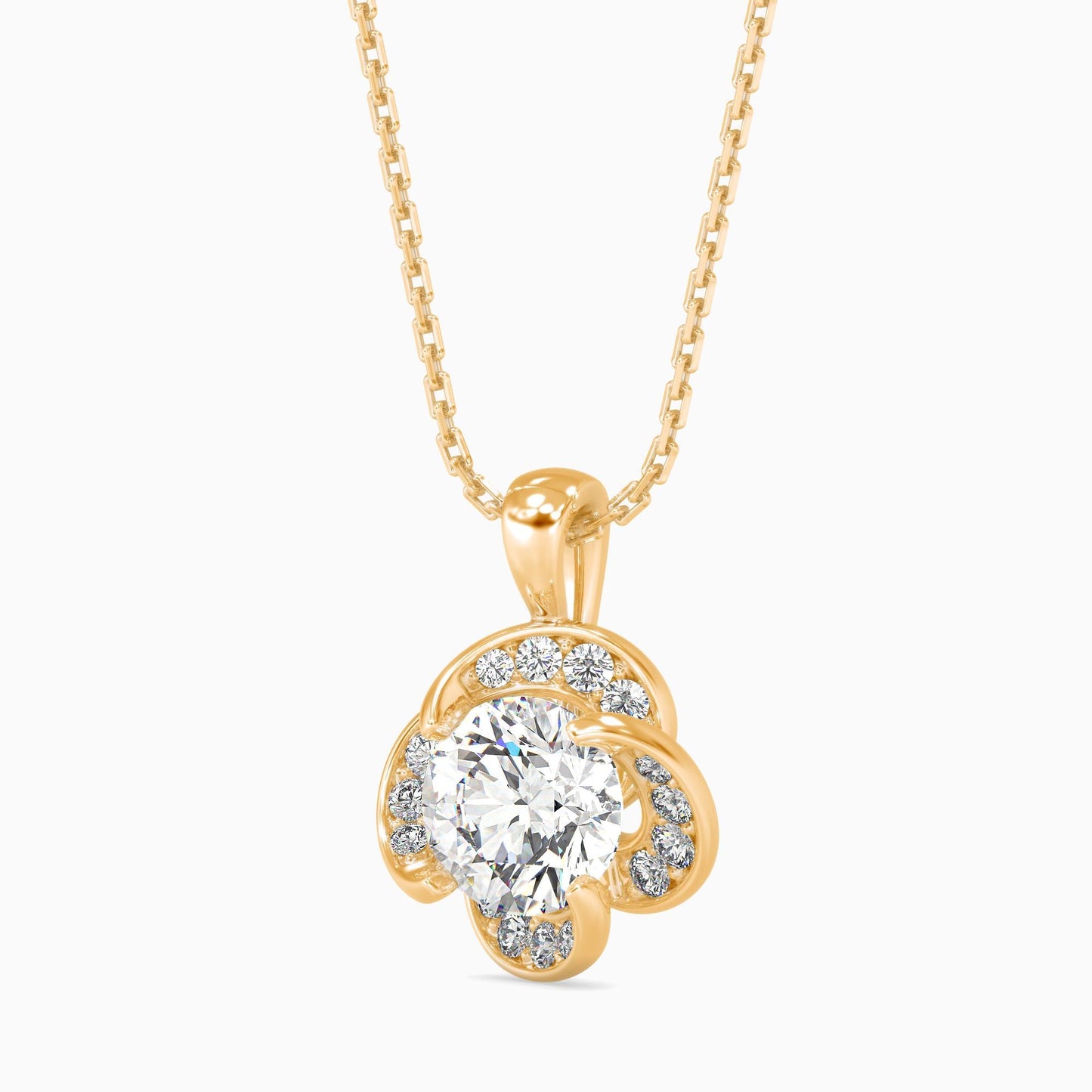Diamond Flower Halo Pendant Necklace