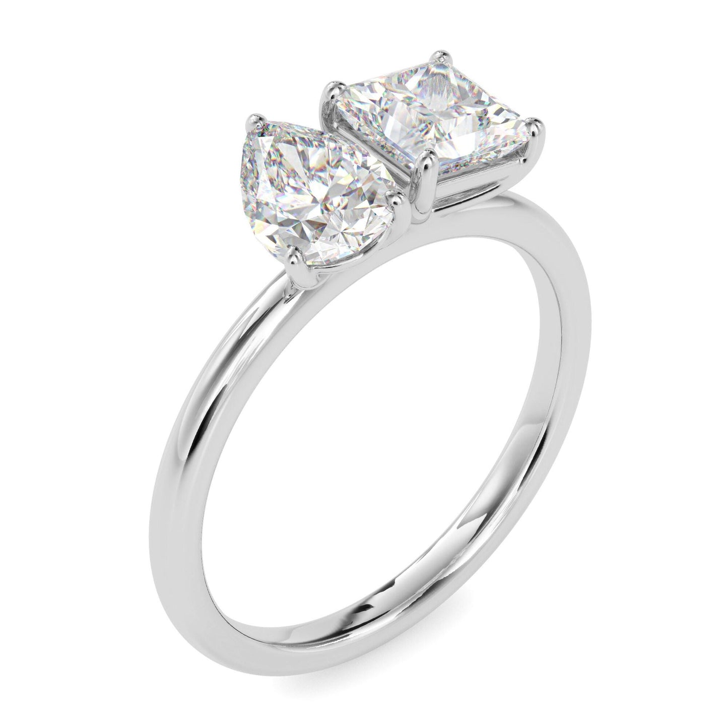 Pear and Princess Cut Toi et Moi Ring