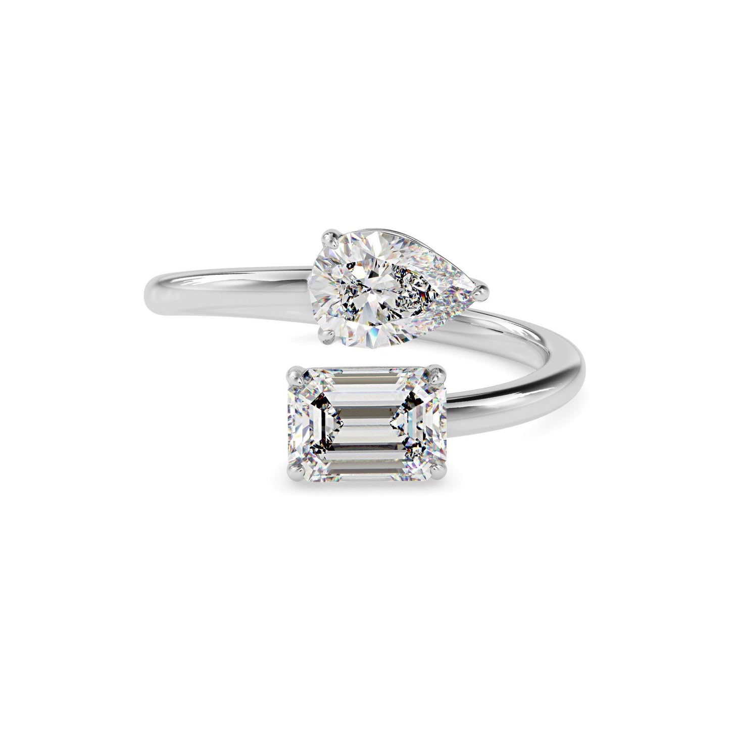Pear and Emerald Cut Toi et Moi Ring
