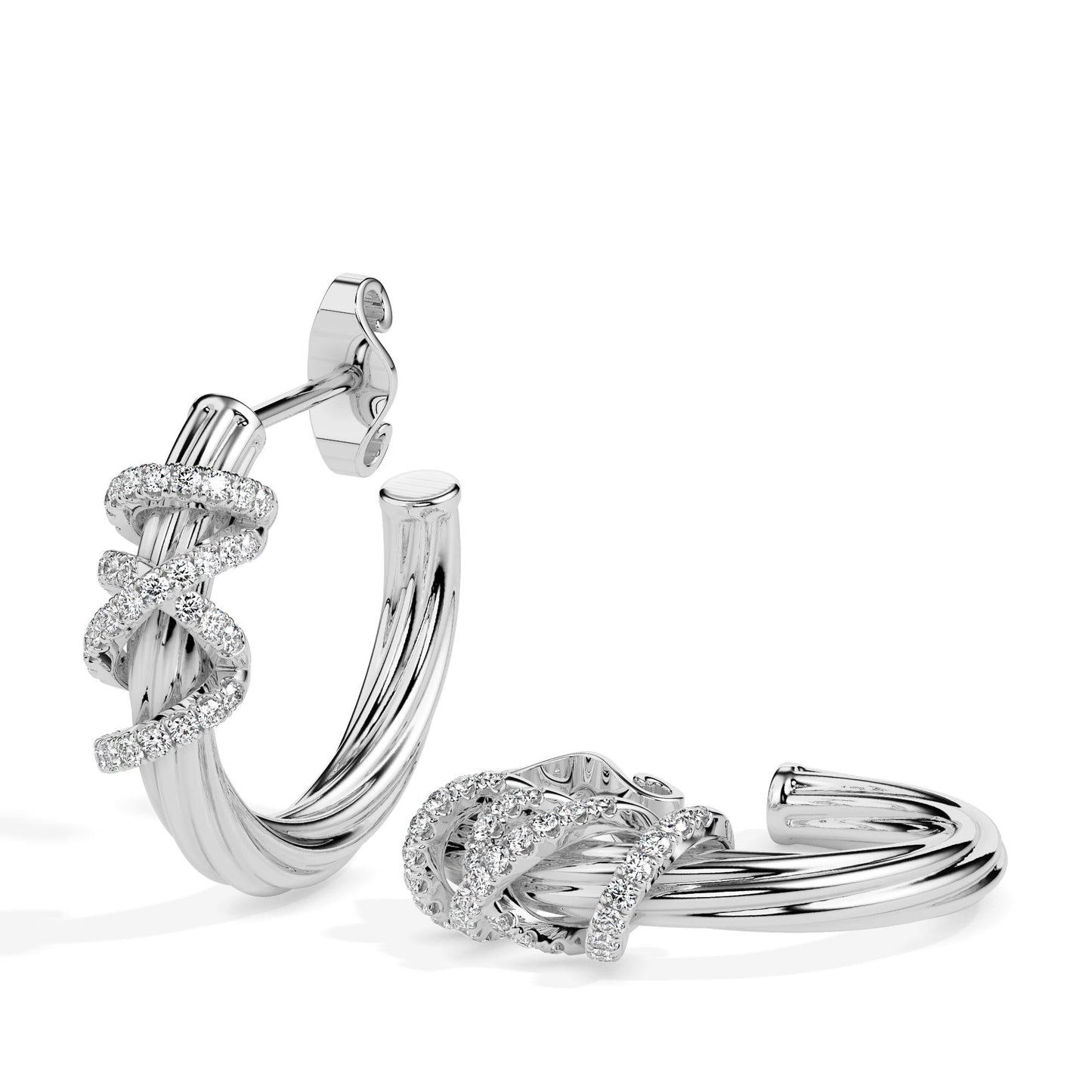 Twist Embrace Diamond Hoop Earrings