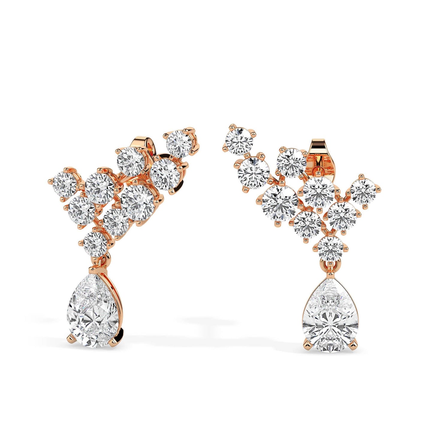 Teardrop Cluster Diamond Earrings