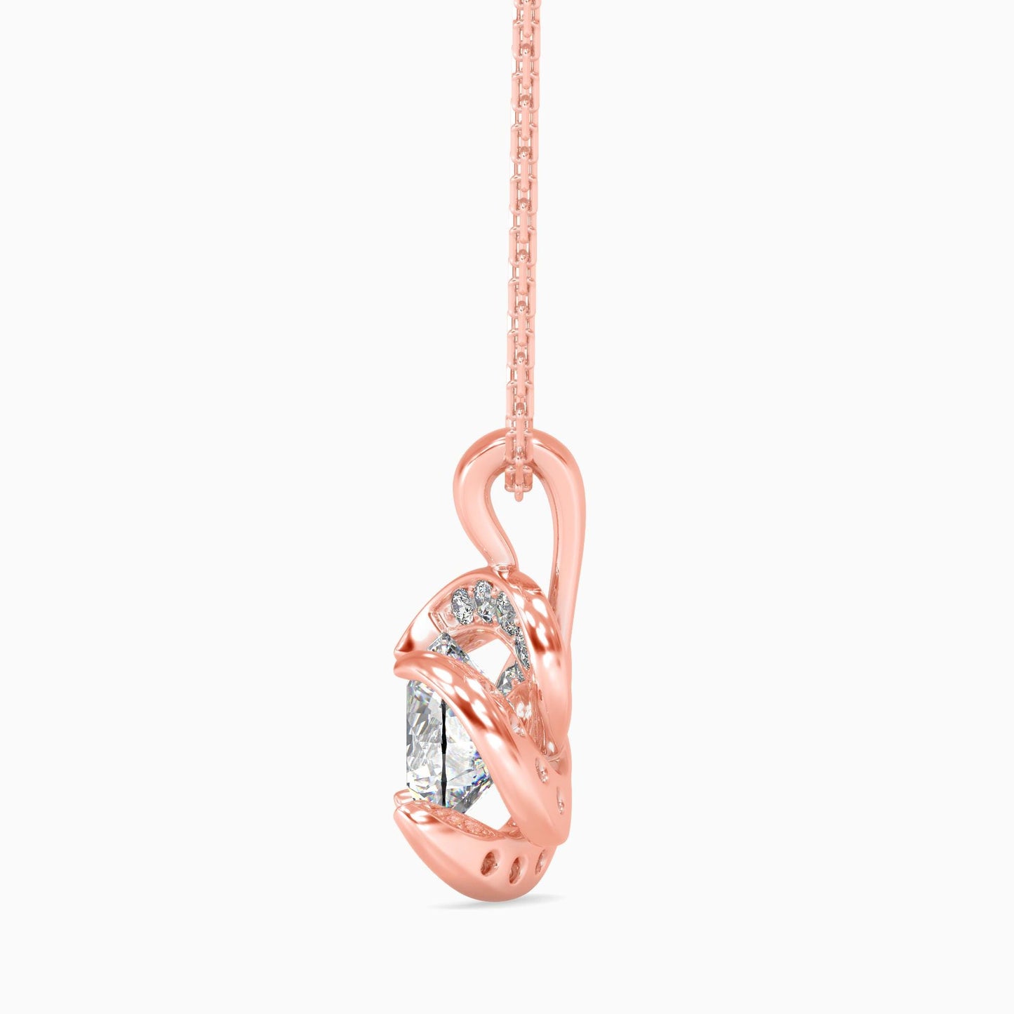 Diamond Flower Halo Pendant Necklace