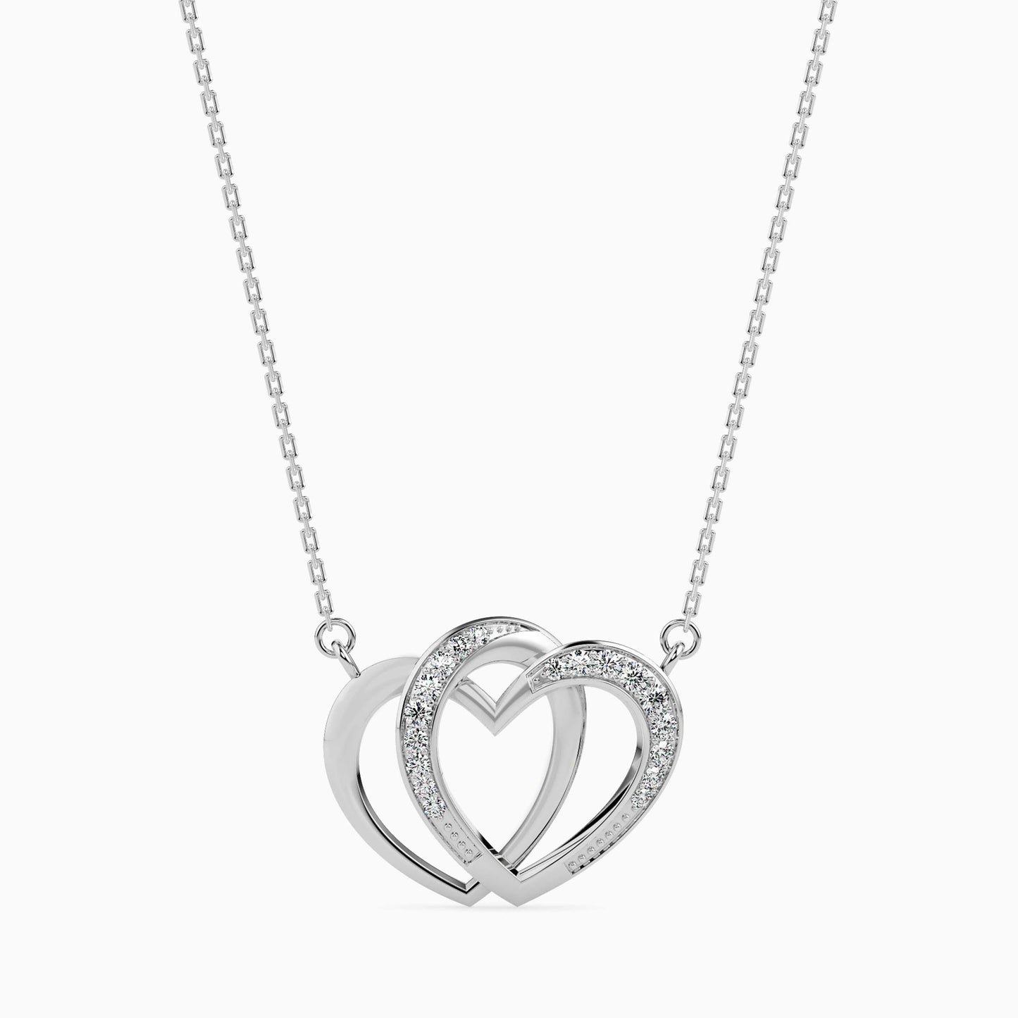 Interlocking Hearts Diamond Pendant Necklace