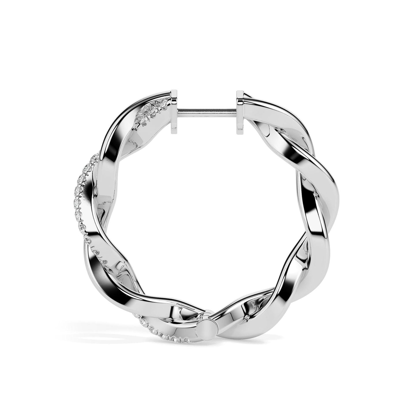 Braided Diamond Hoop Earrings