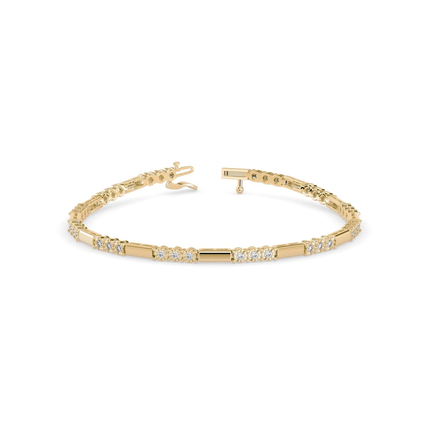 Diamond Tennis Bracelet Three Stone Rowed