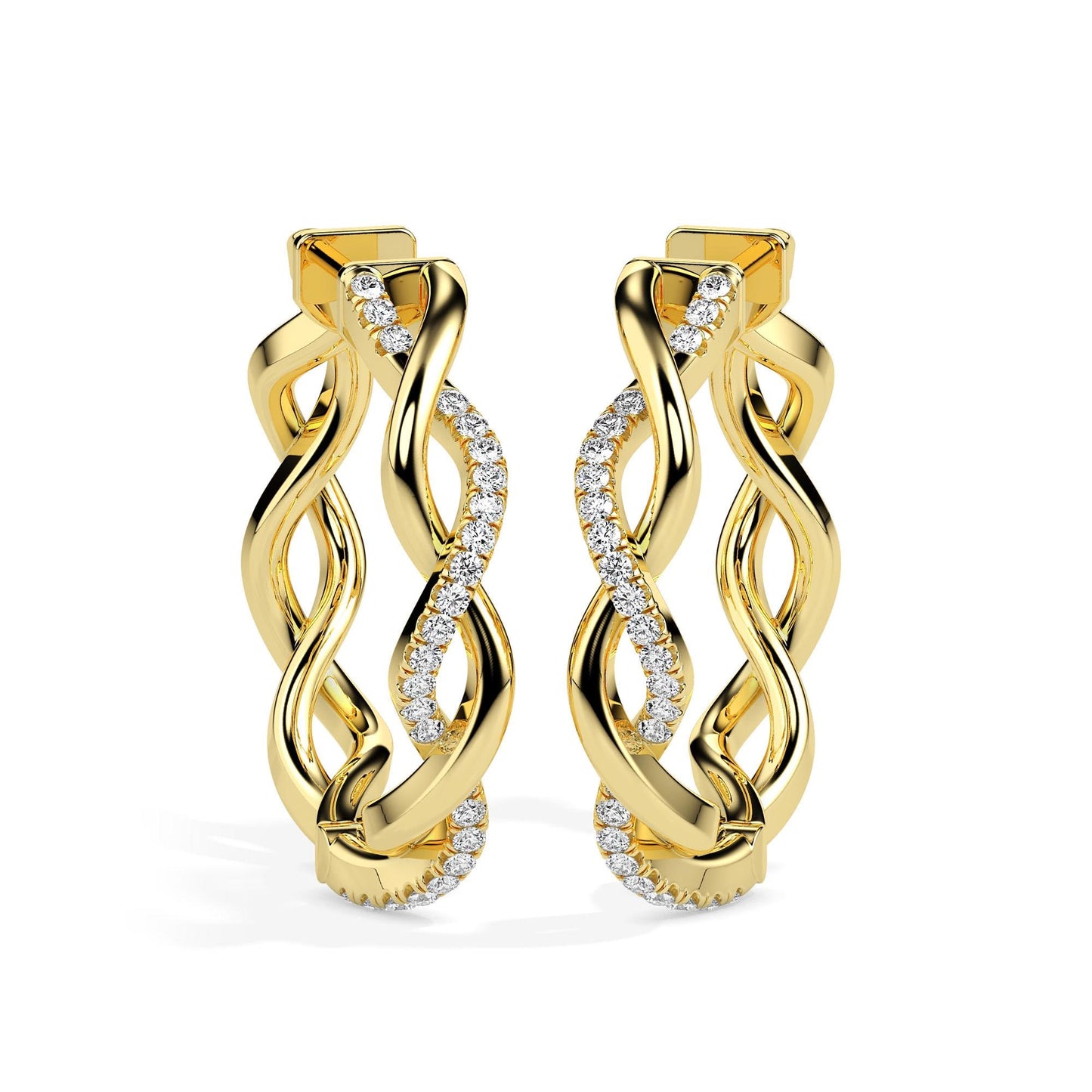 Braided Diamond Hoop Earrings