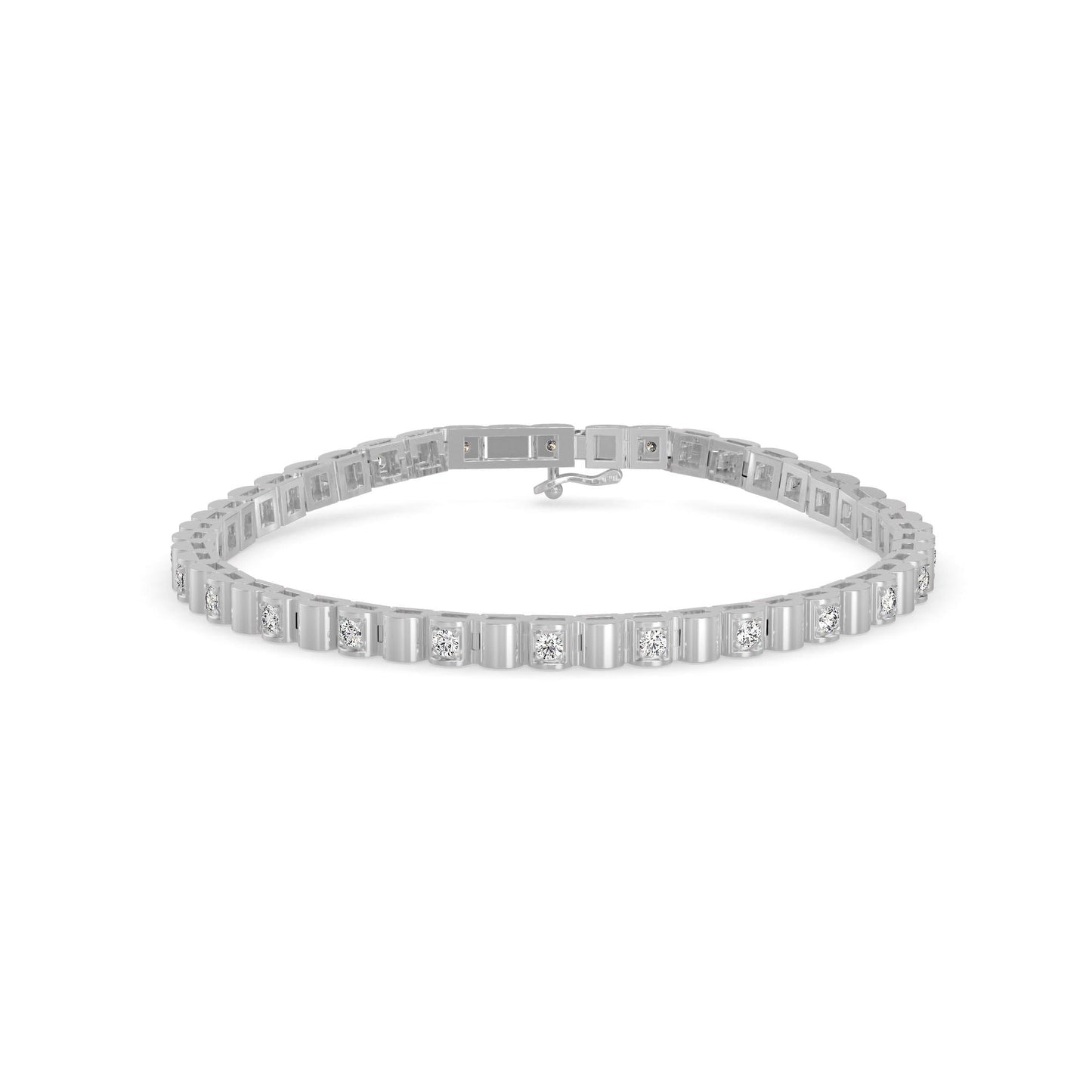 Classic Square Link Diamond Tennis Bracelet