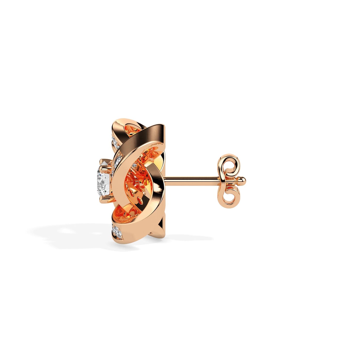 Radiant Love Knot Diamond Stud Earrings