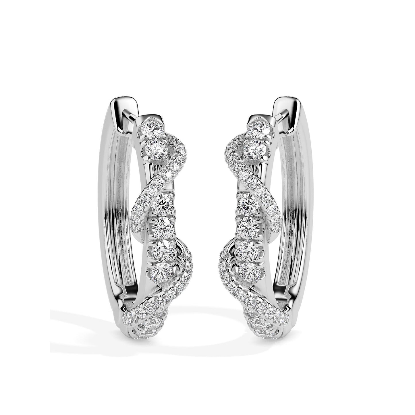 Diamond Twist Hoop Earrings in Elegant Spiral Design