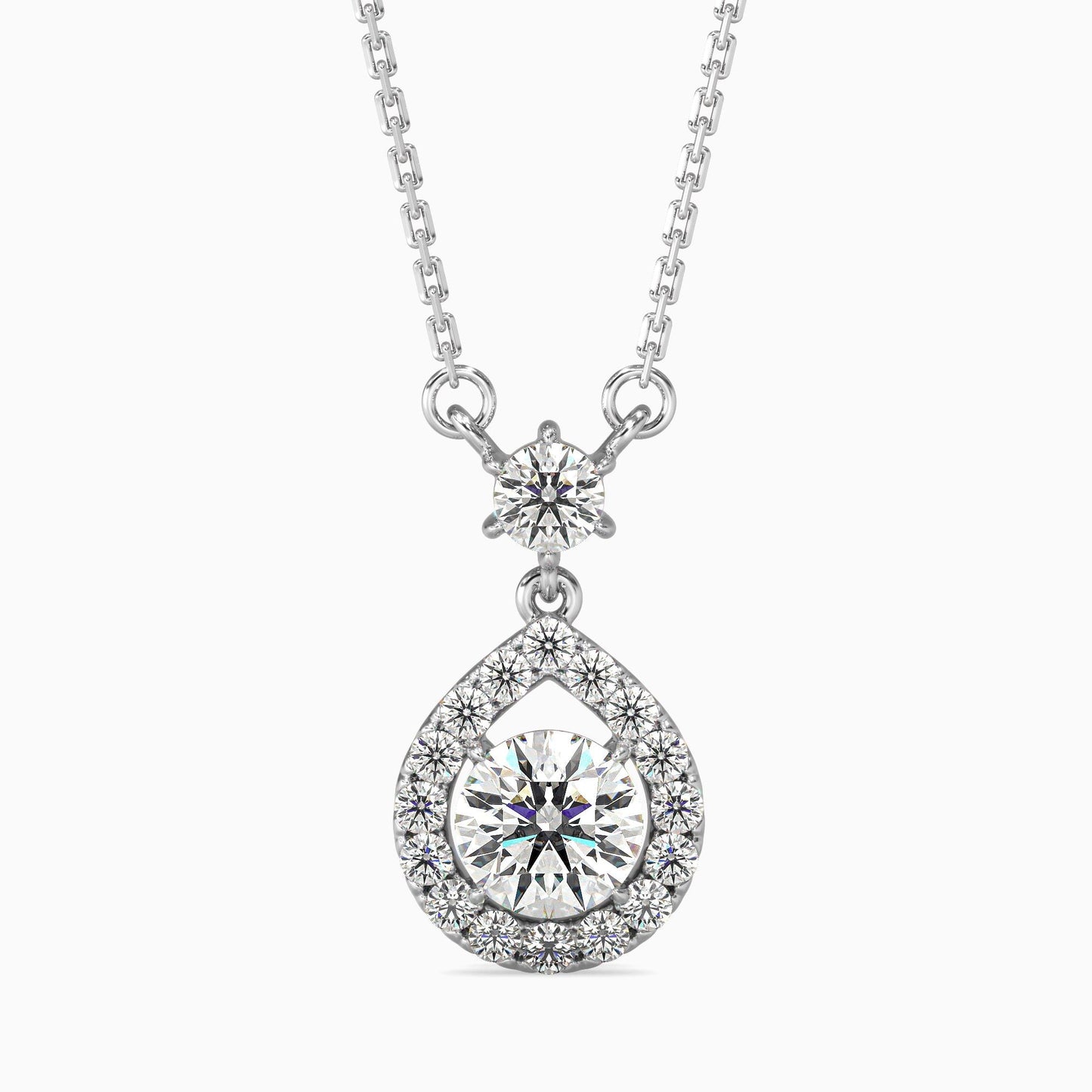Teardrop Halo Diamond Pendant Necklace