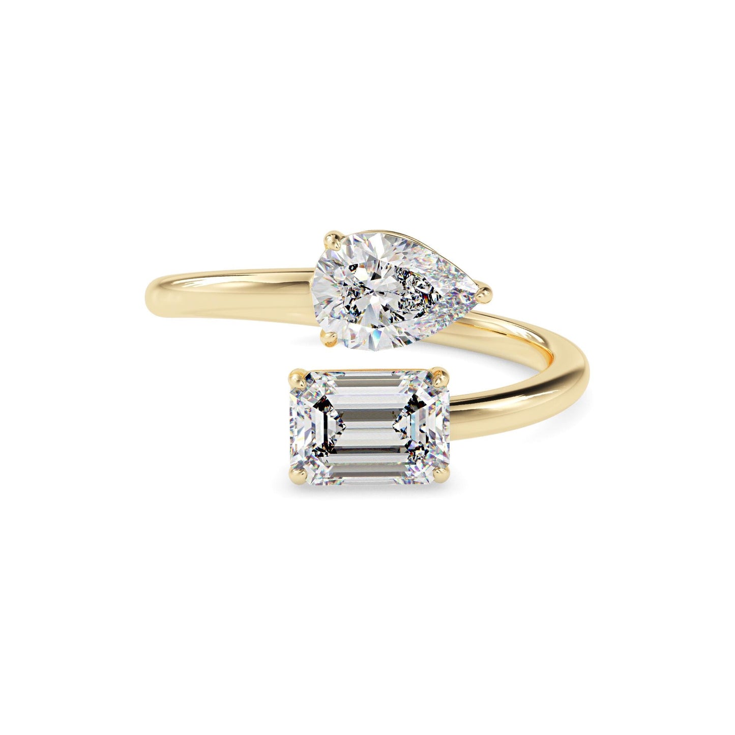 Pear and Emerald Cut Toi et Moi Ring