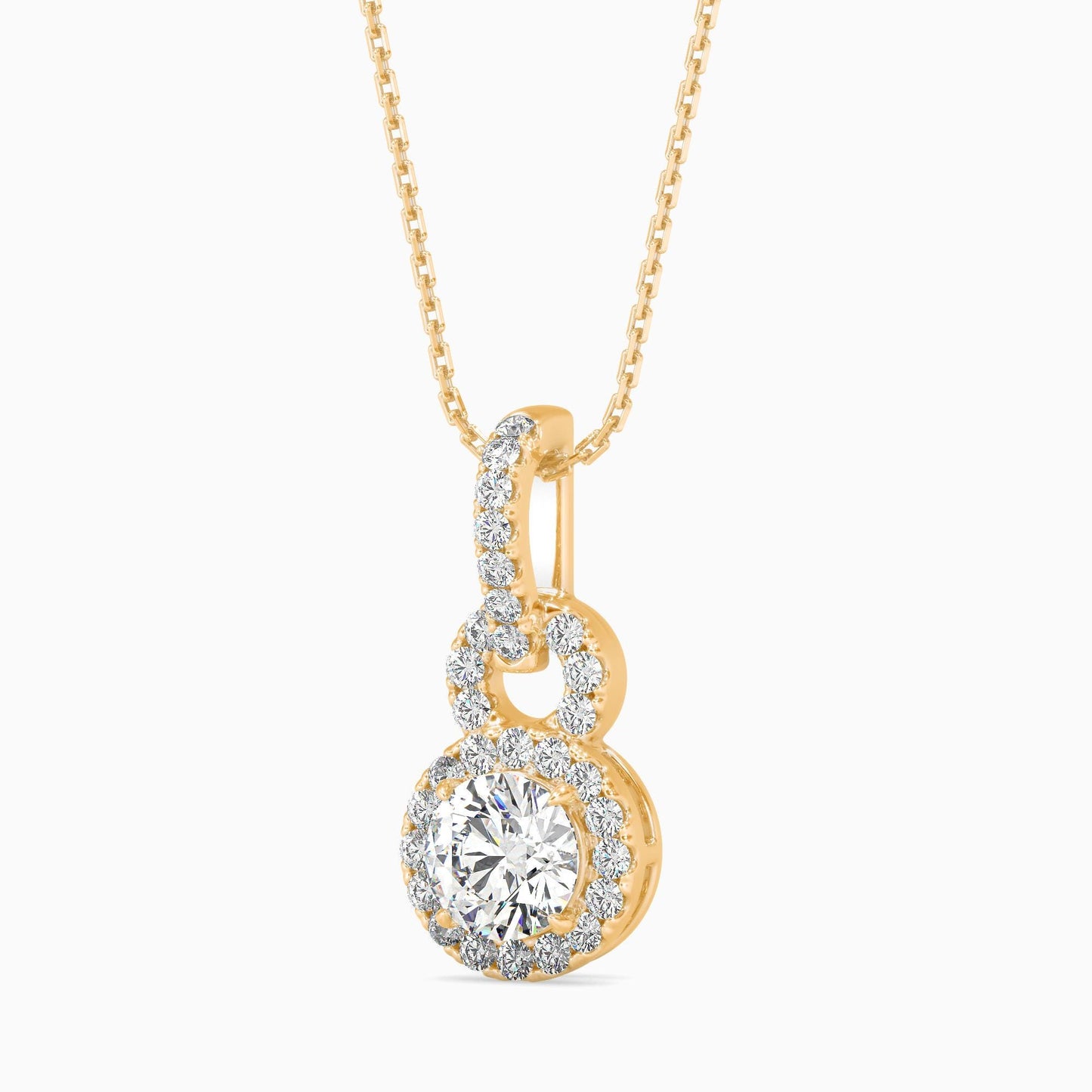 Double Halo Circle Pendant Necklace